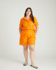 Lulu Cotton Eyelet Shorts - Arancia