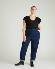 ComfortDenim Drawstring Jeans - Dark Indigo