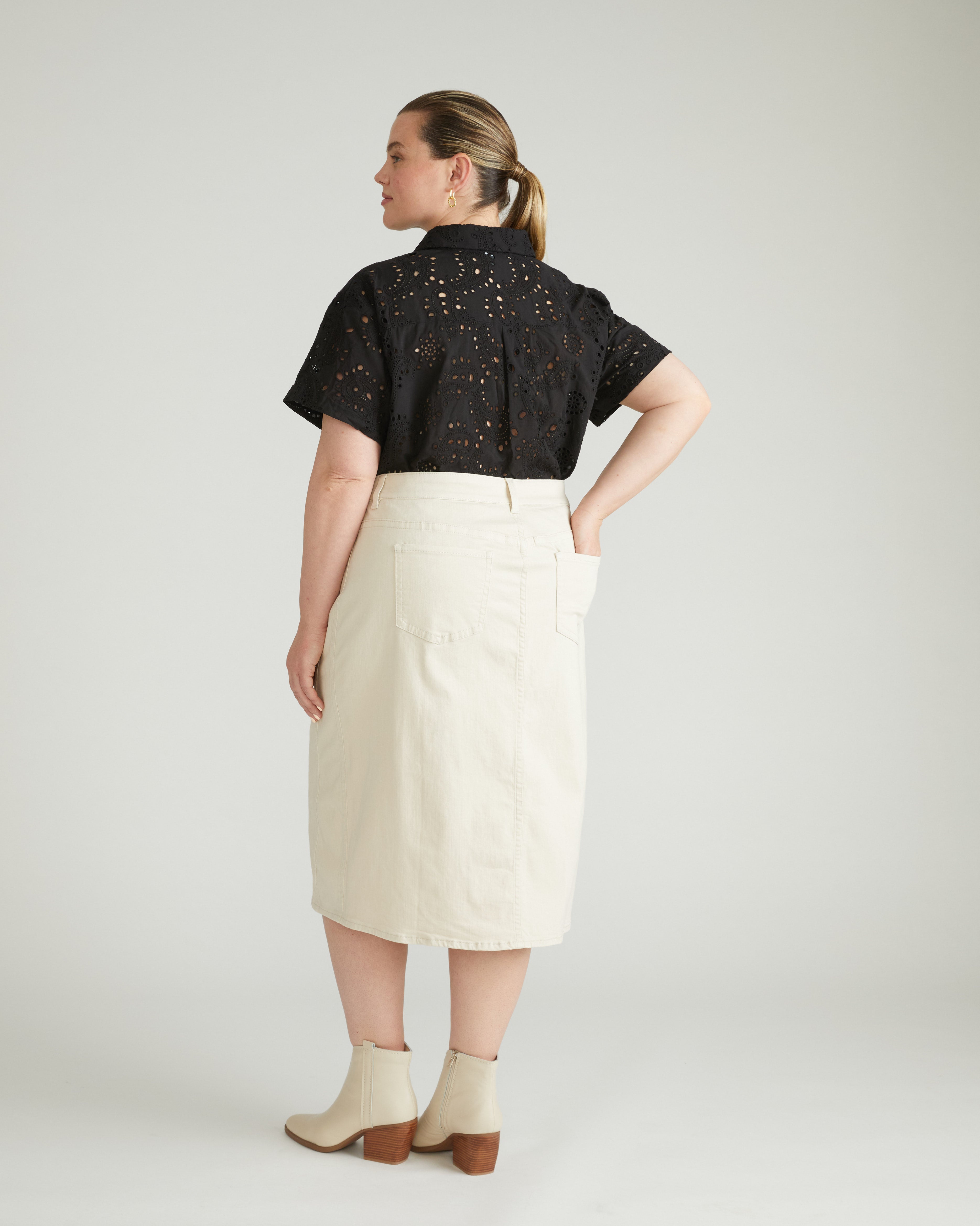 Dakota Denim Skirt - Ecru