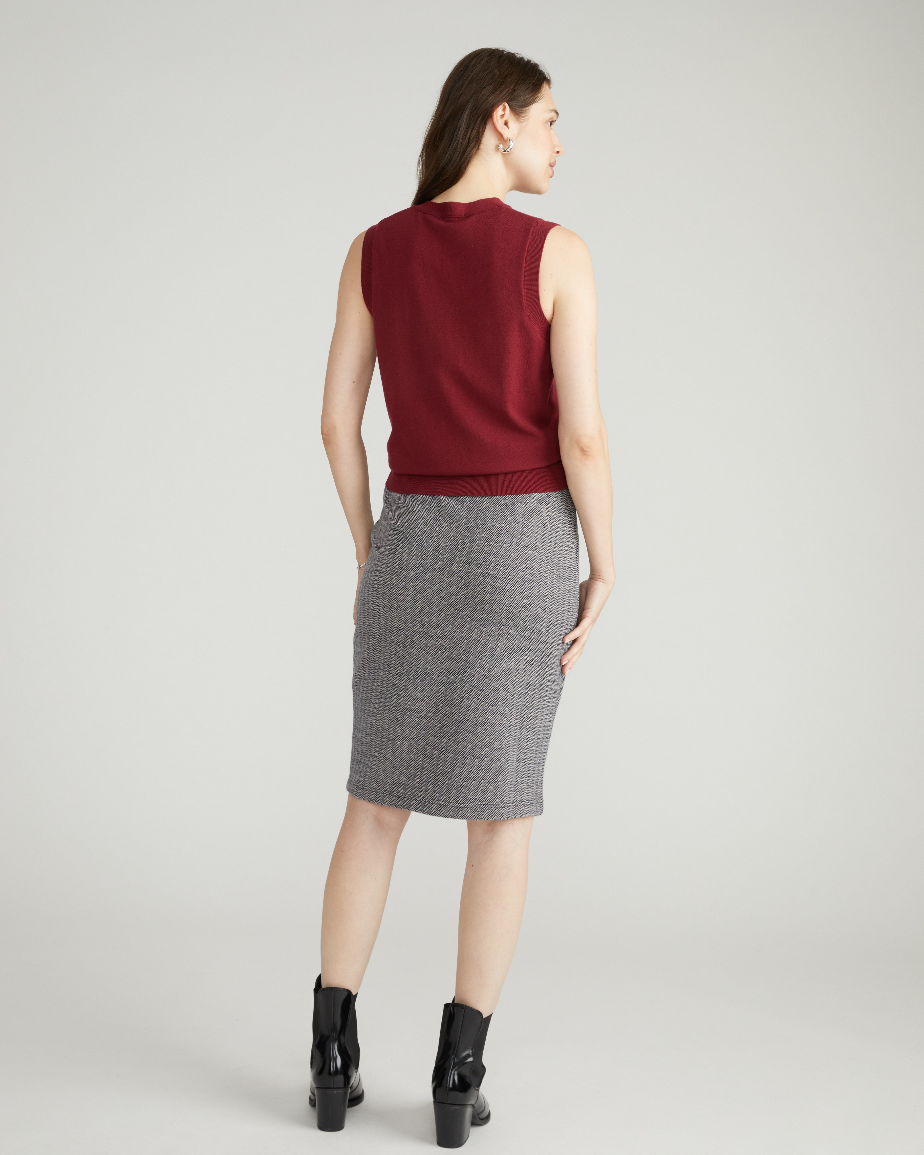 Danube Ponte Skirt - Herringbone Tweed