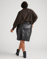 Ericka Faux Leather Button Skirt - Black