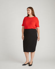 Anya Ponte Skirt - Slate Pinstripe