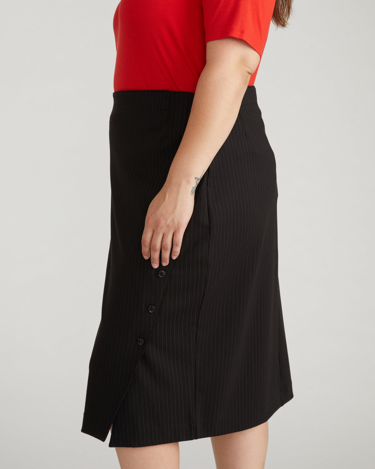 Anya Ponte Skirt - Slate Pinstripe