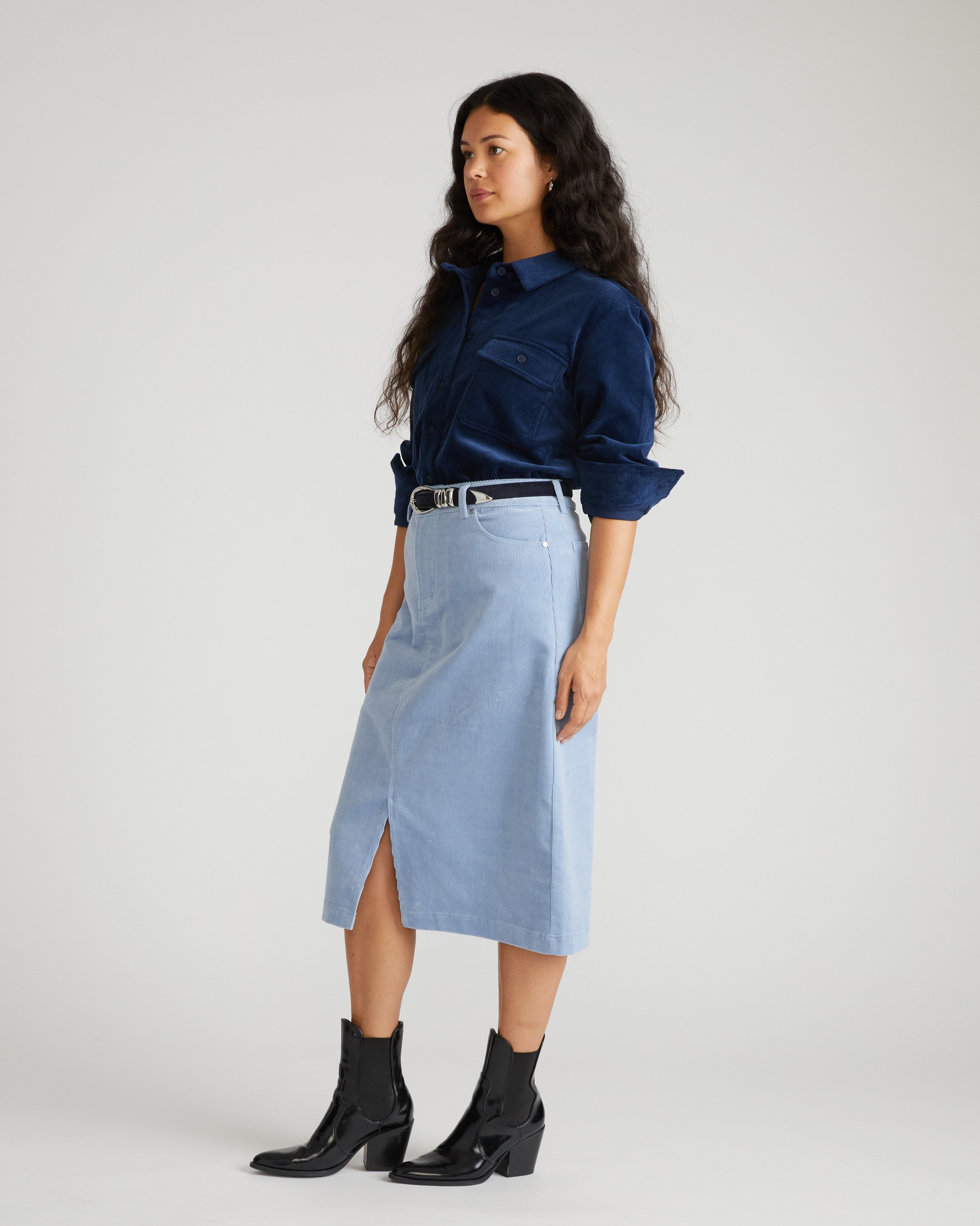 Suzi Corduroy Skirt - Washed Rain