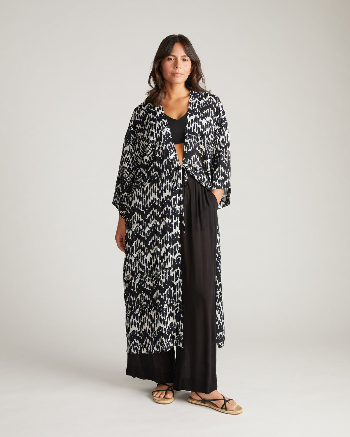 Kiani Voile Robe - Indigo Waterfall Print