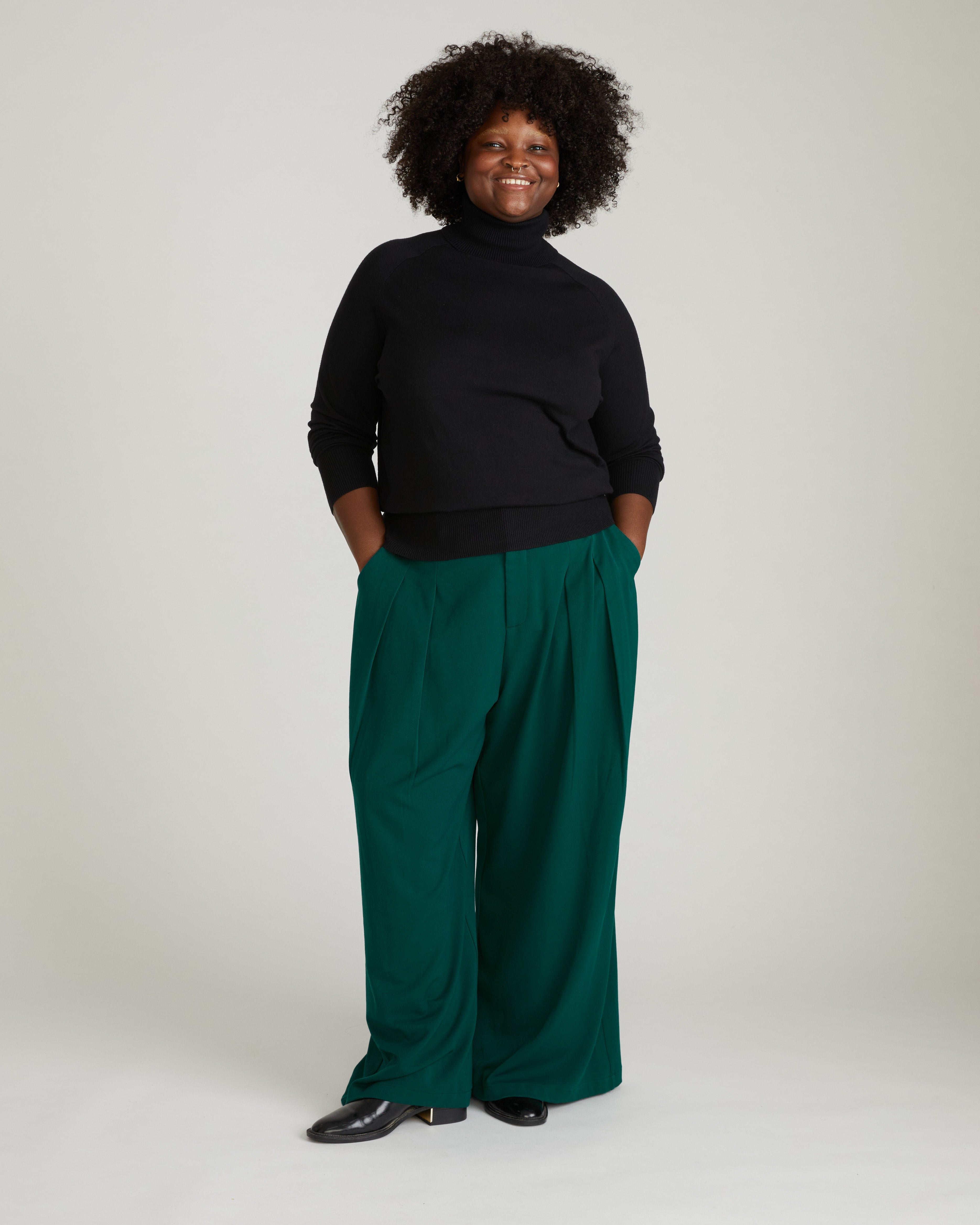 Renee Savvy Fine Knit Raglan Turtleneck - Black