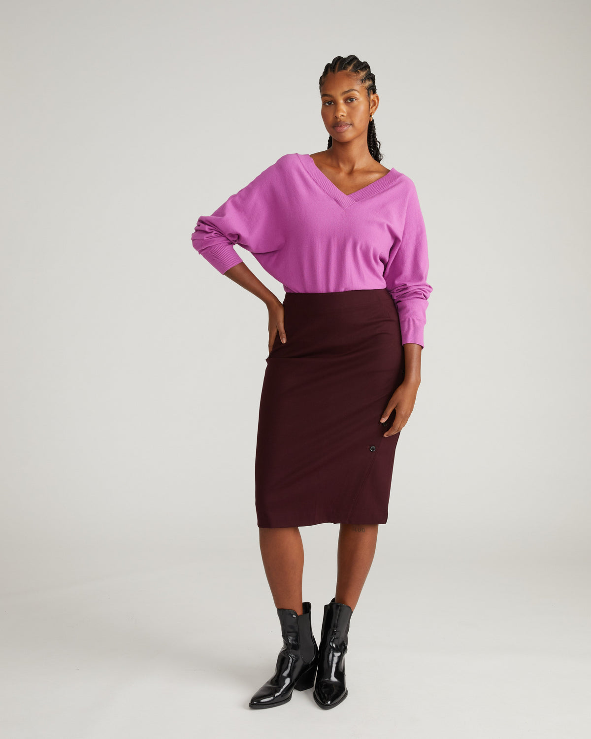 Savvy Fine Knit Sweater Blouse - Purple Vision