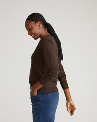 Savvy Fine Knit V Sweater - Espresso