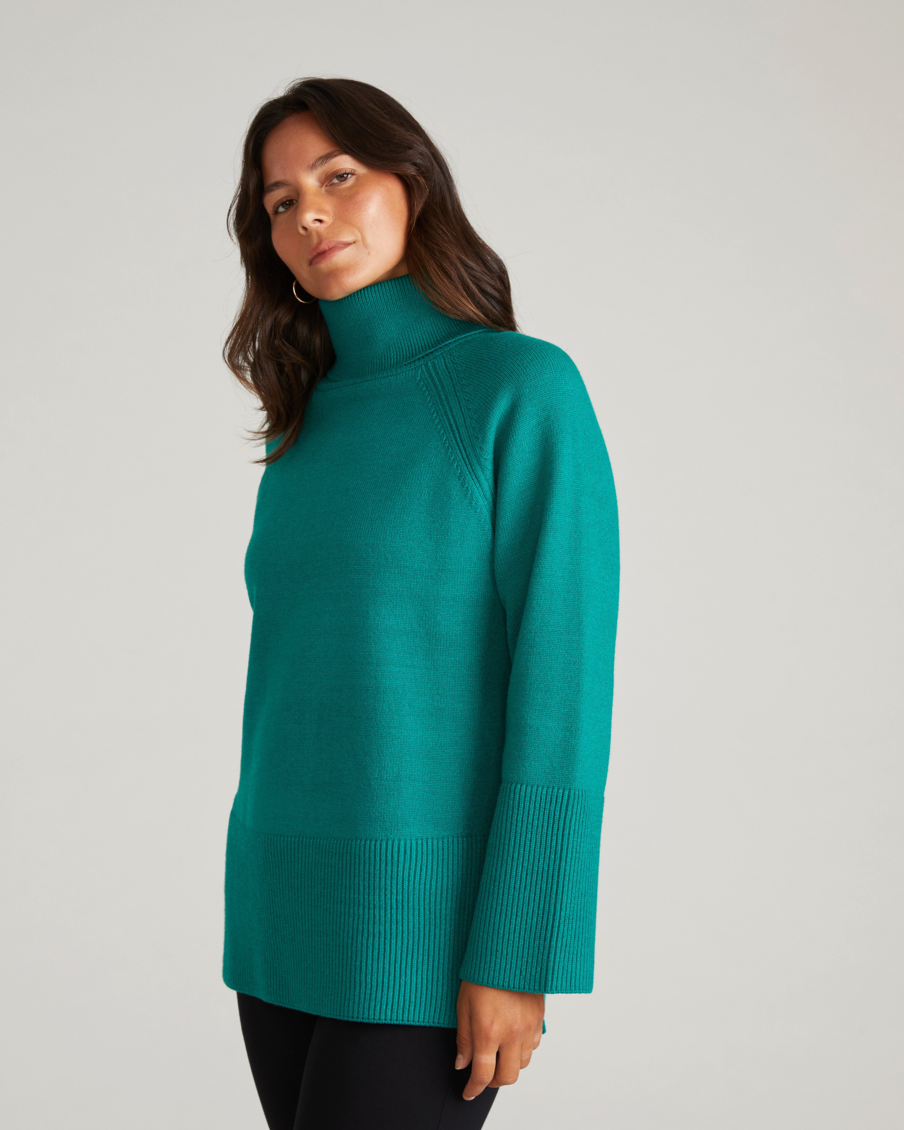 Better-Than-Wool Oversize Turtleneck Sweater - Green Tourmaline