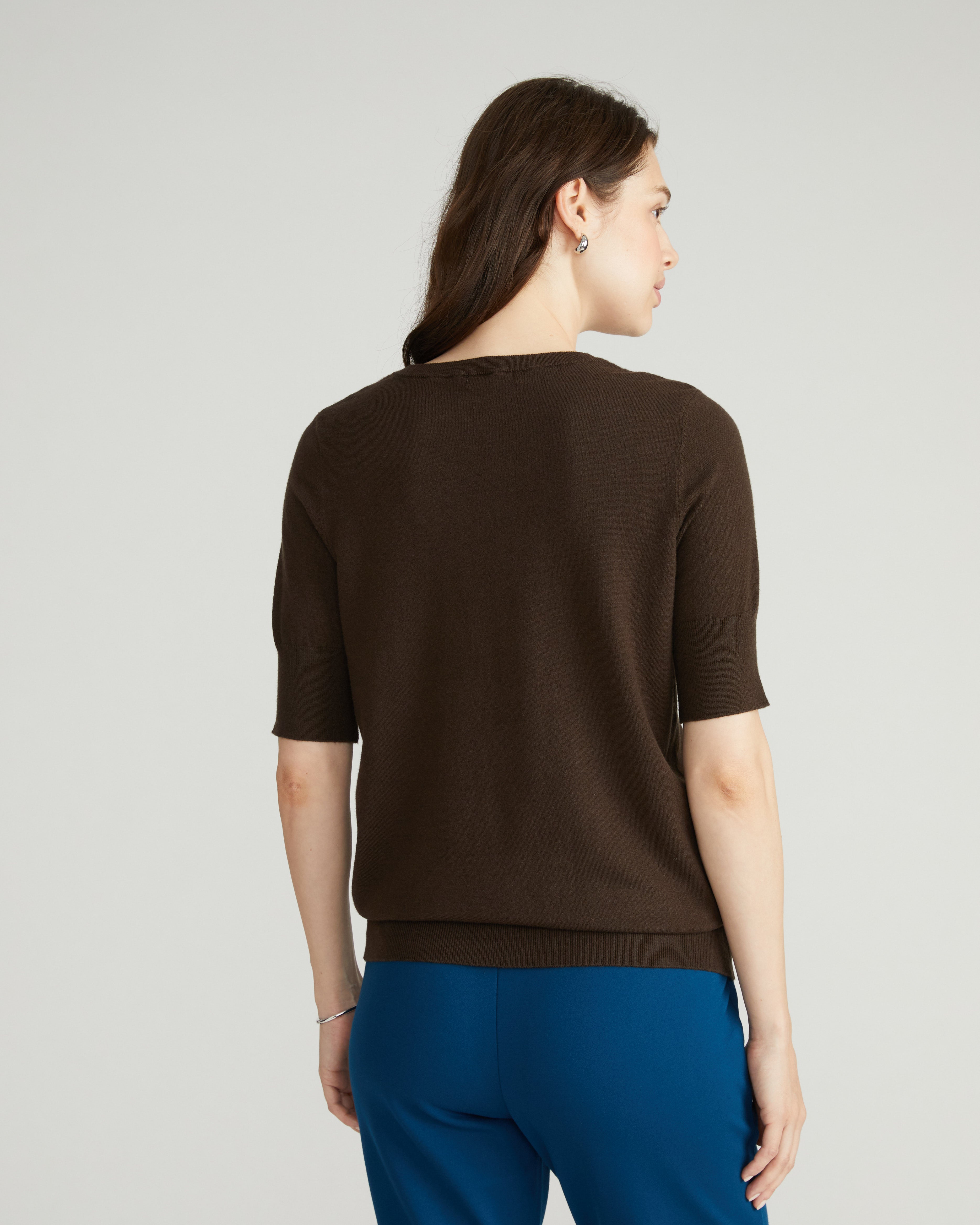 Savvy Fine Knit Sweater Top - Espresso
