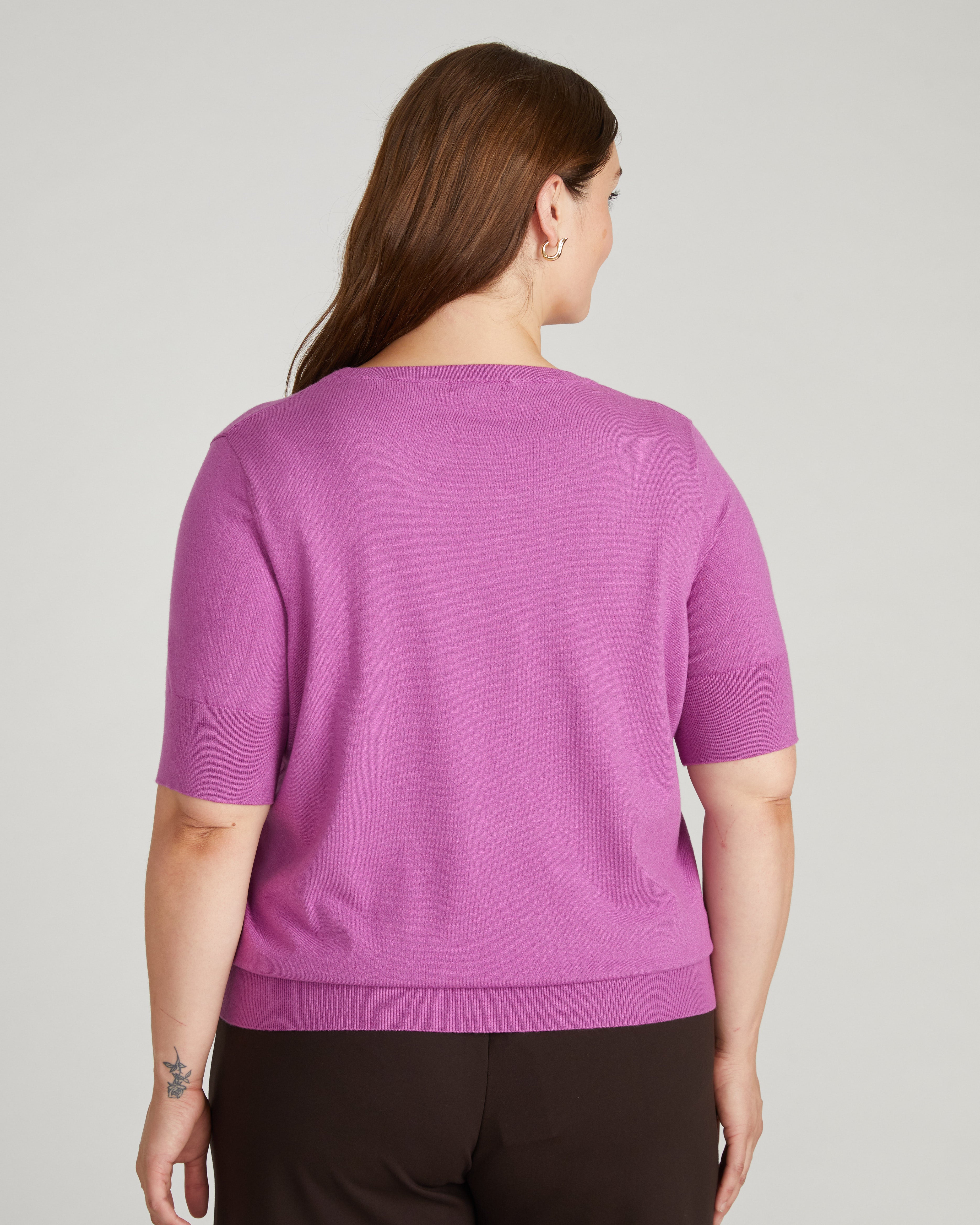 Savvy Fine Knit Sweater Top - Purple Vision