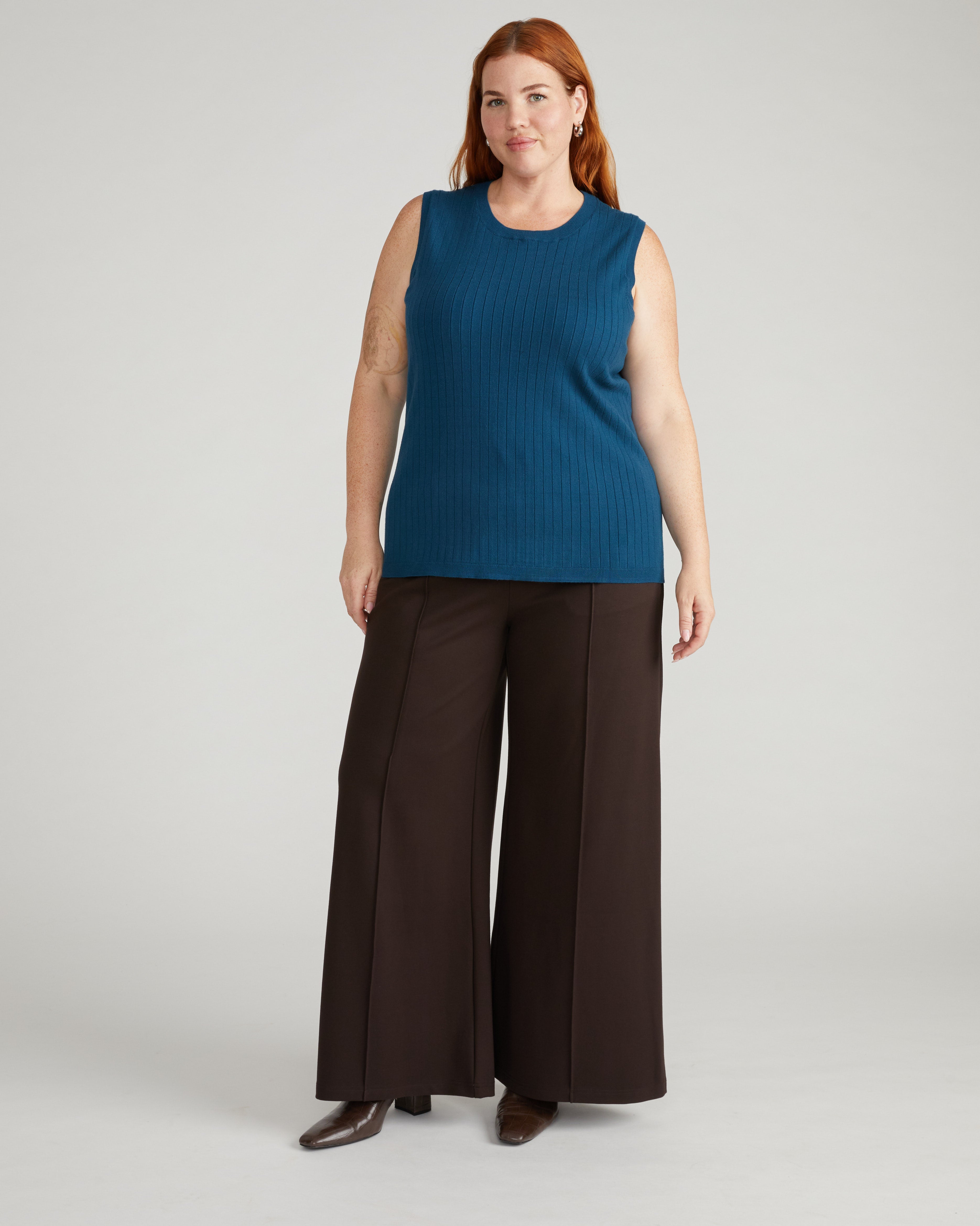 Savvy Fine Knit Sweater Shell - Deep Teal