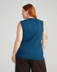 Savvy Fine Knit Sweater Shell - Deep Teal