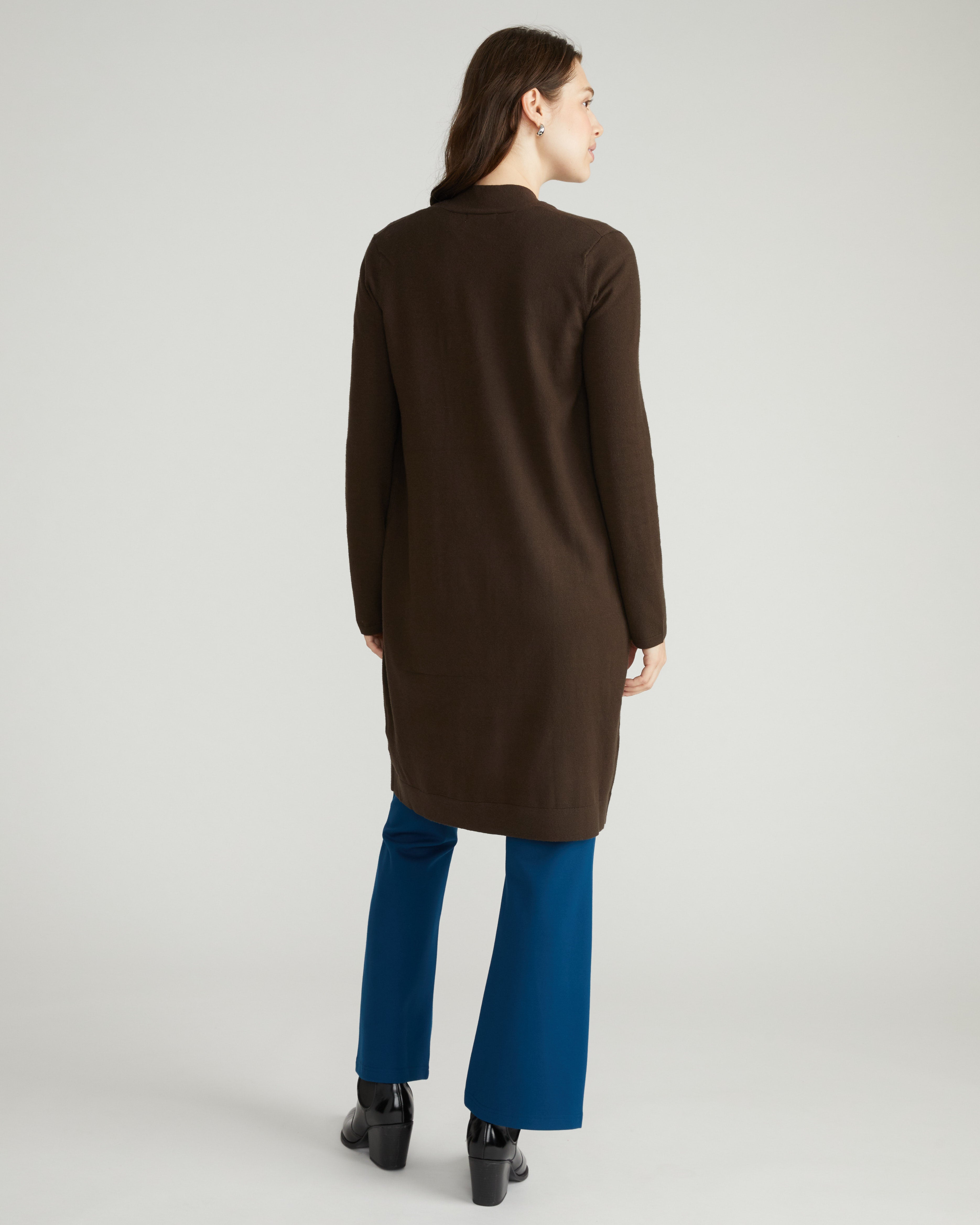 Savvy Double Knit Sweater Cardigan - Espresso