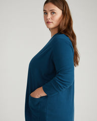 Savvy Double Knit Sweater Cardigan - Deep Teal