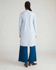 Savvy Double Knit Sweater Cardigan - Silver Blue