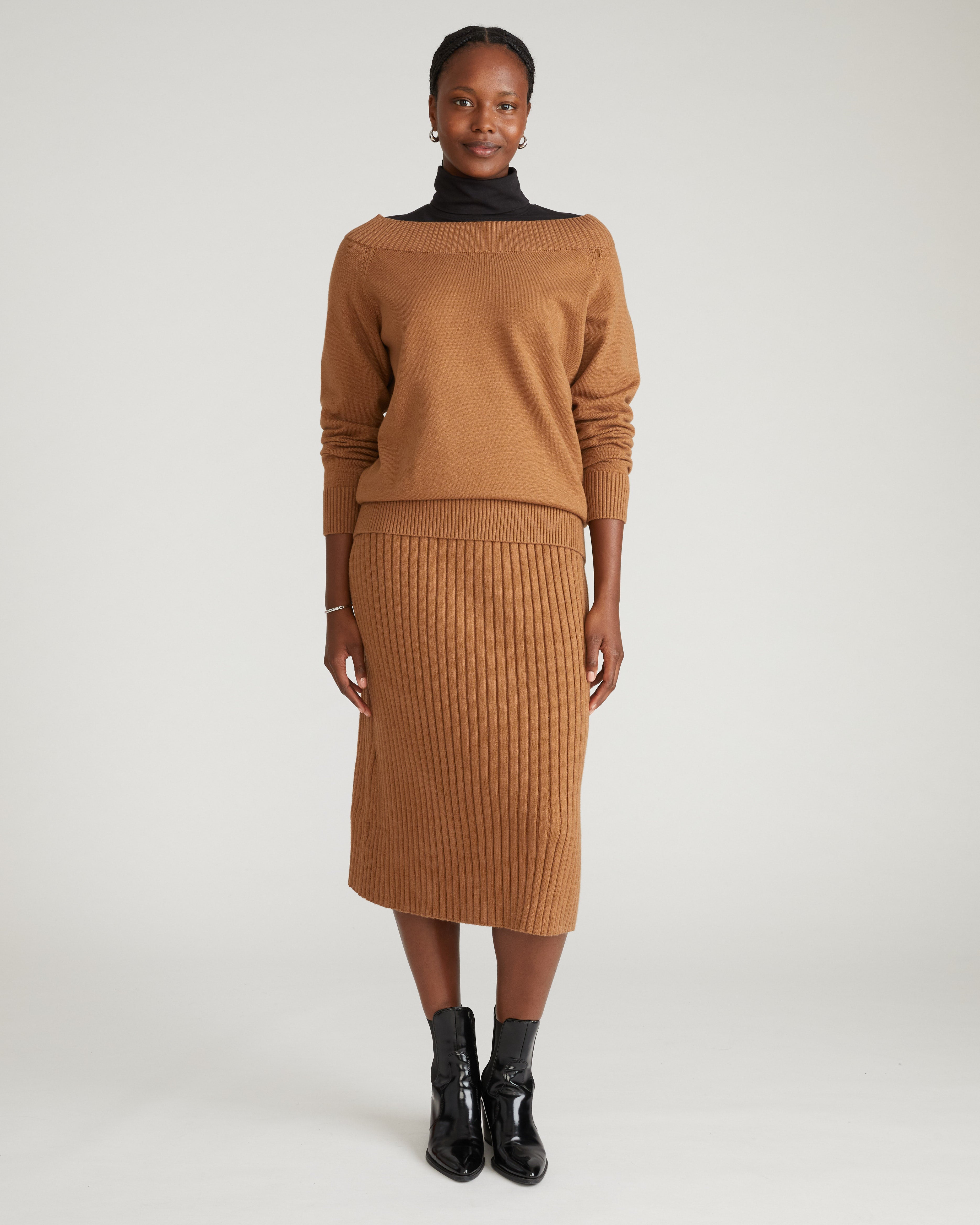Noomi Cold Shoulder Sweater - Classic Camel
