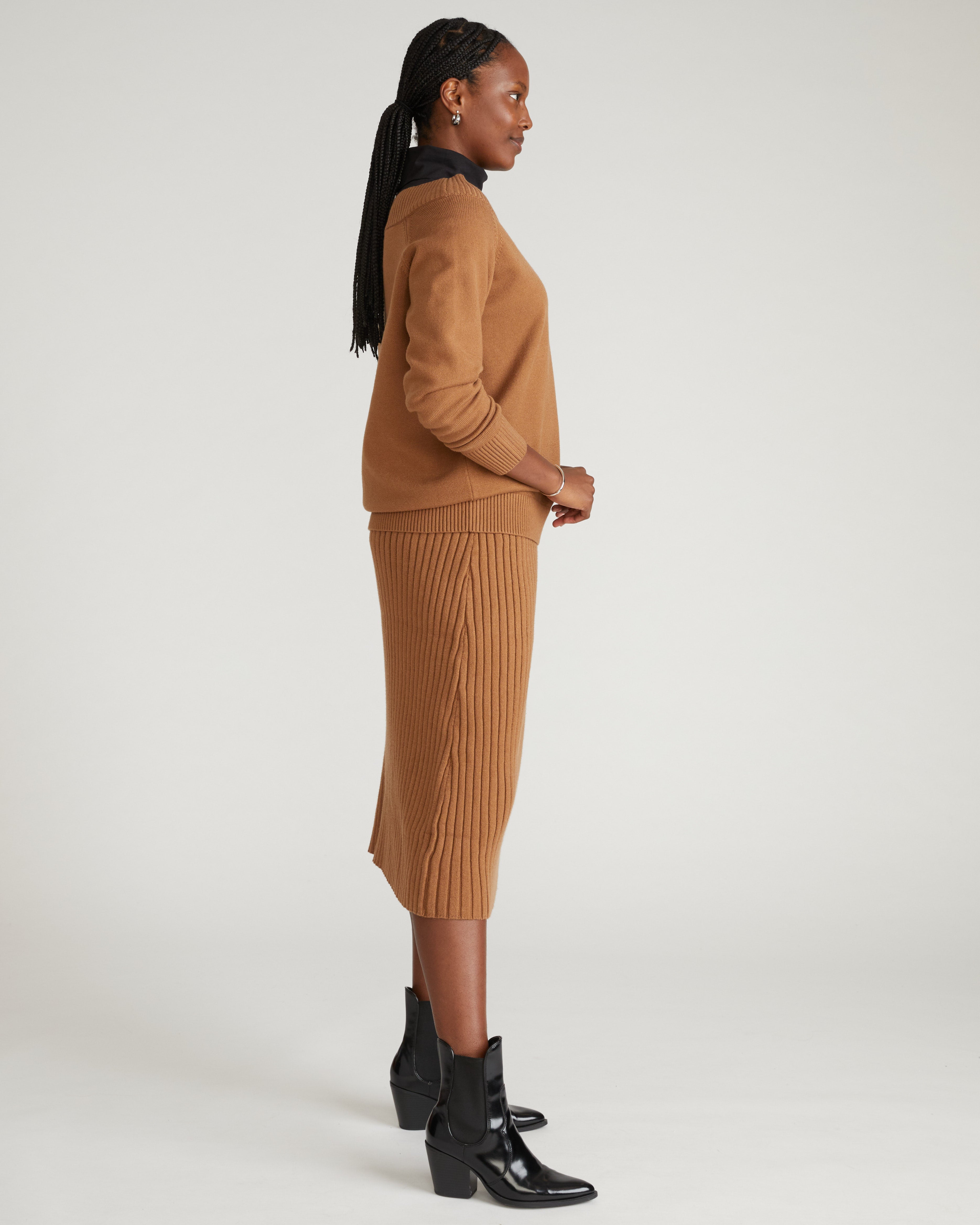 Noomi Cold Shoulder Sweater - Classic Camel