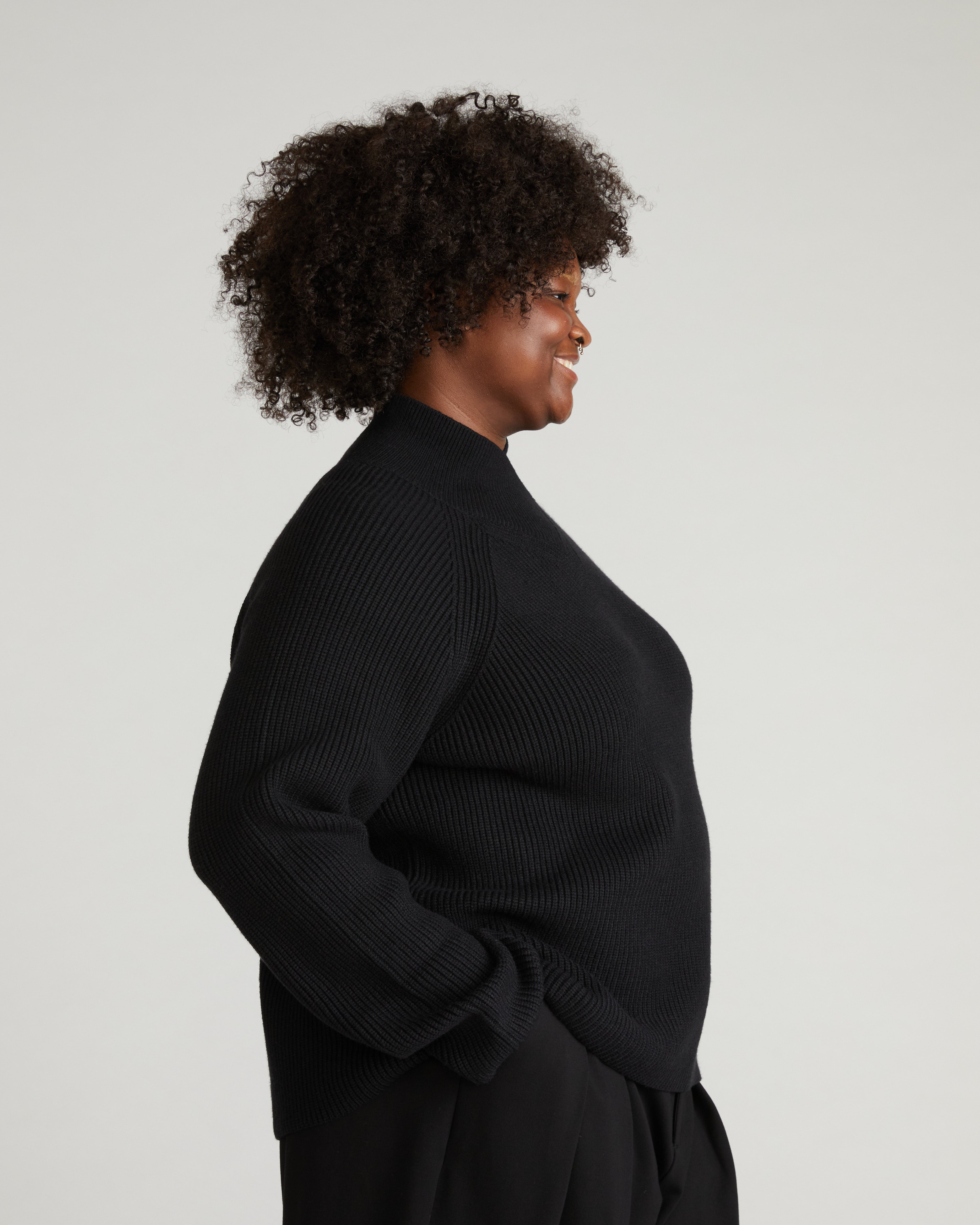 Arly Wrap Neck Sweater - Black