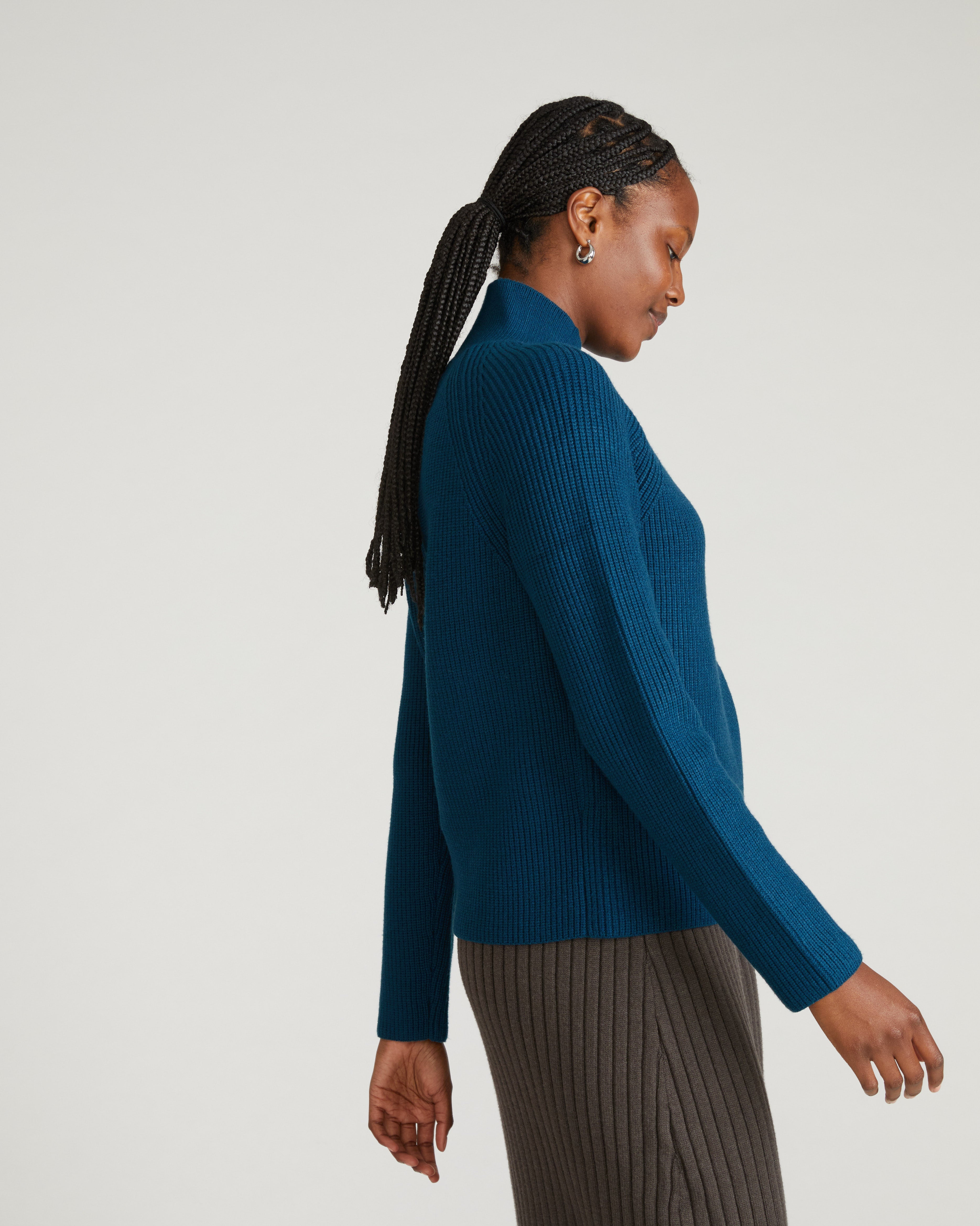 Arly Wrap Neck Sweater - Deep Teal