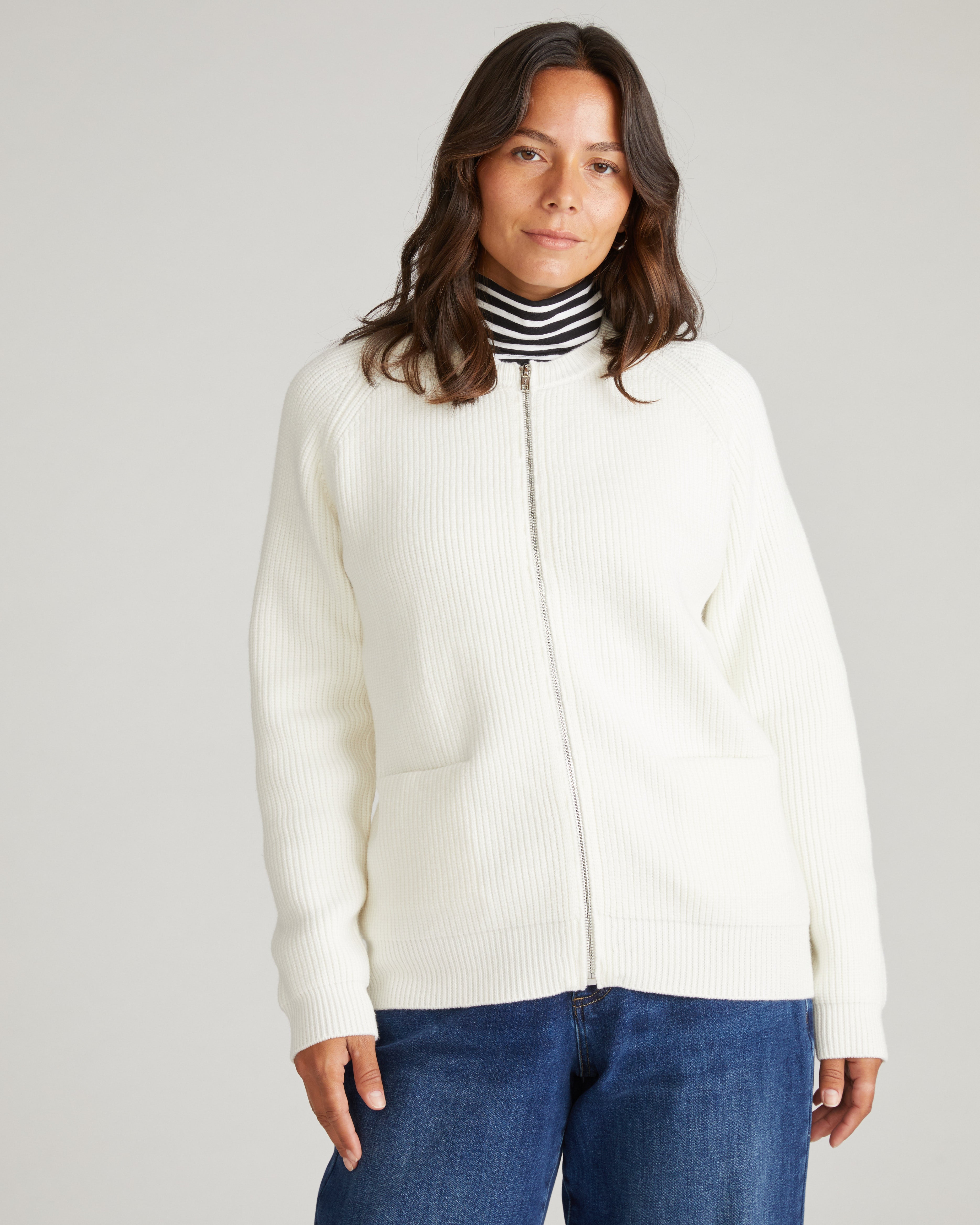 Better-Than-Wool Zip Cardigan - Cream