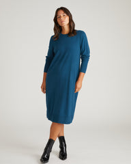 Savvy Fine Knit Everyday Sweater Dress - Deep Teal
