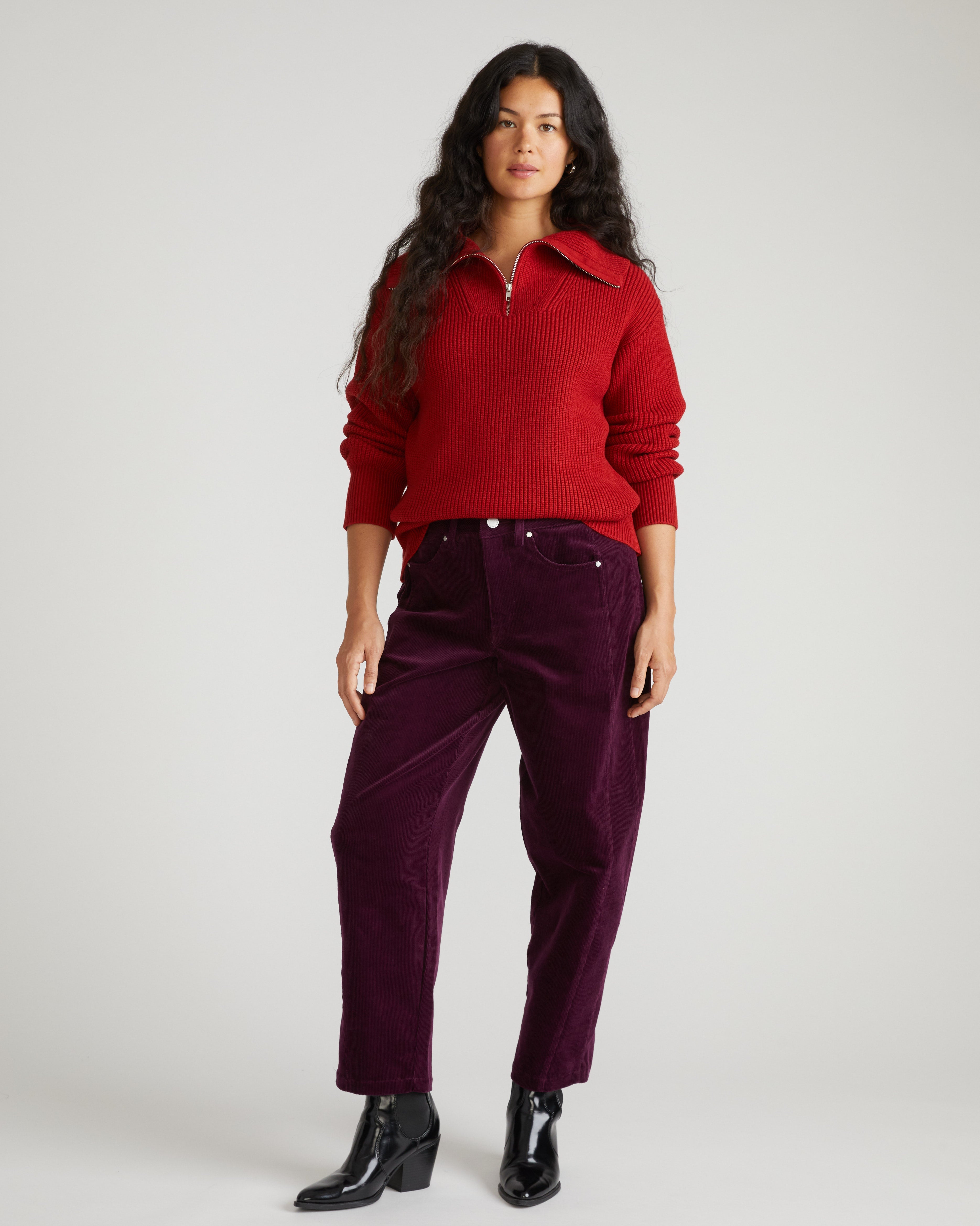 Brenda Zip Sweater - Autumnal Red