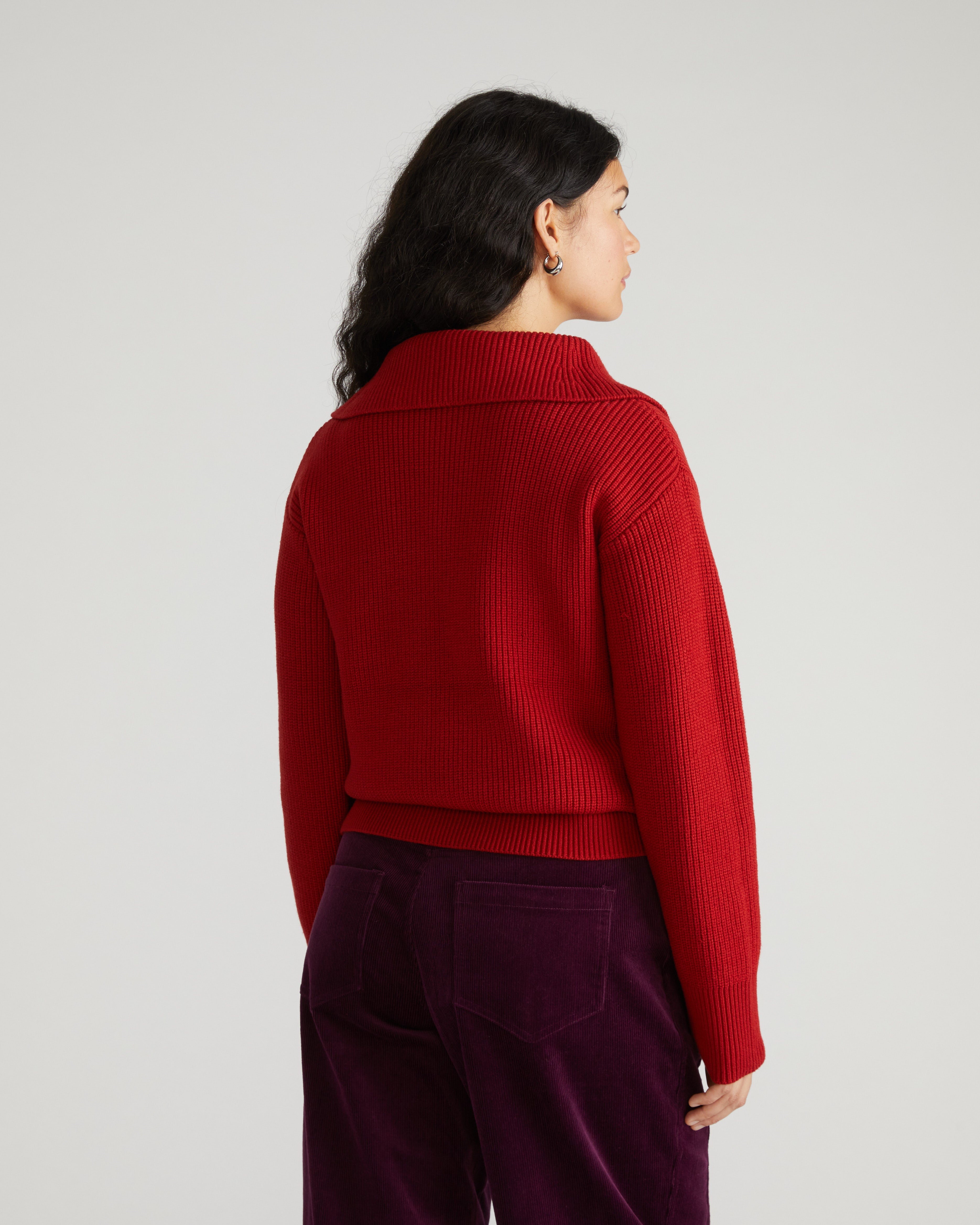 Brenda Zip Sweater - Autumnal Red