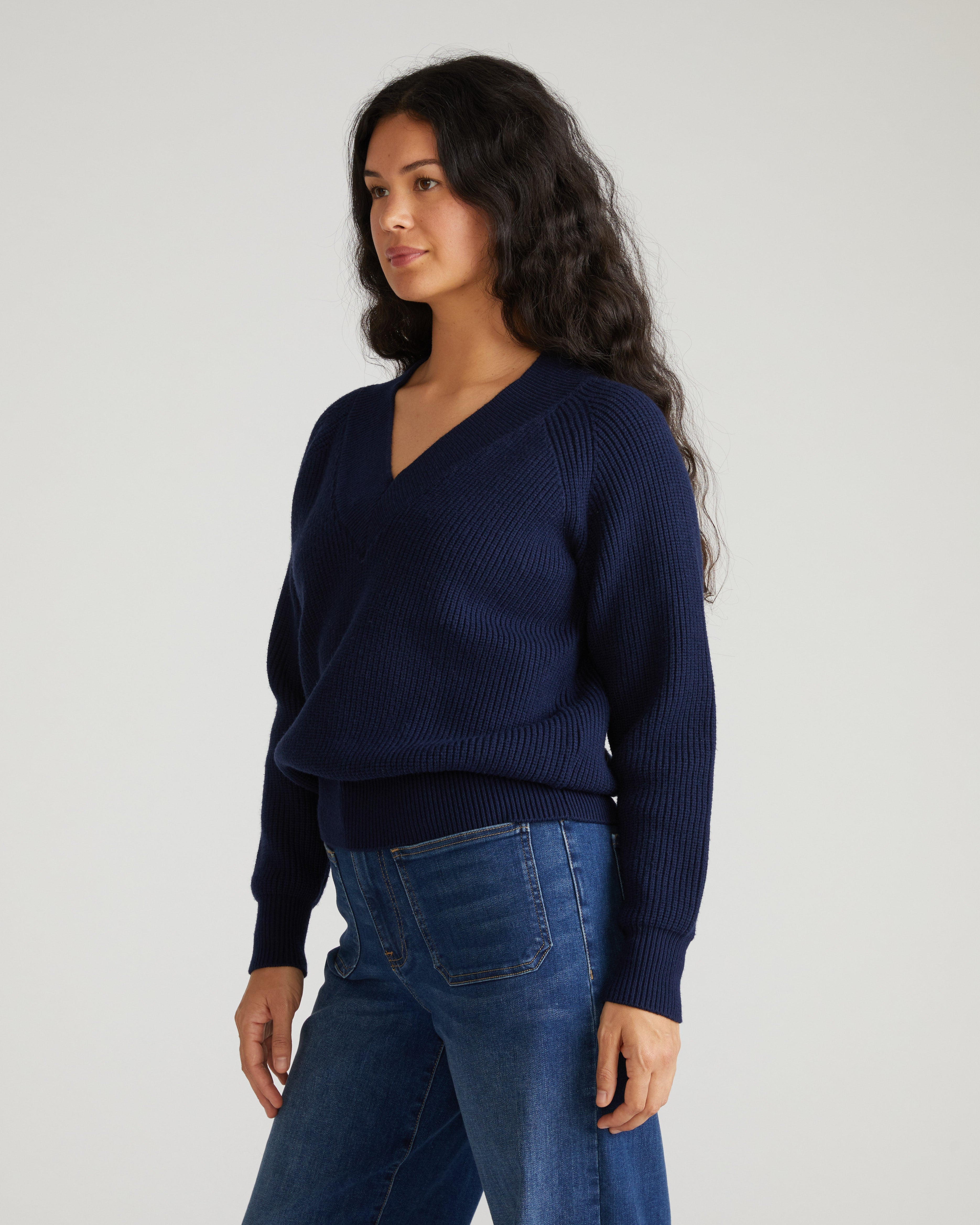 Tori V Neck Sweater - Navy