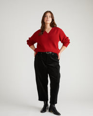 Tori V Neck Sweater - Autumnal Red