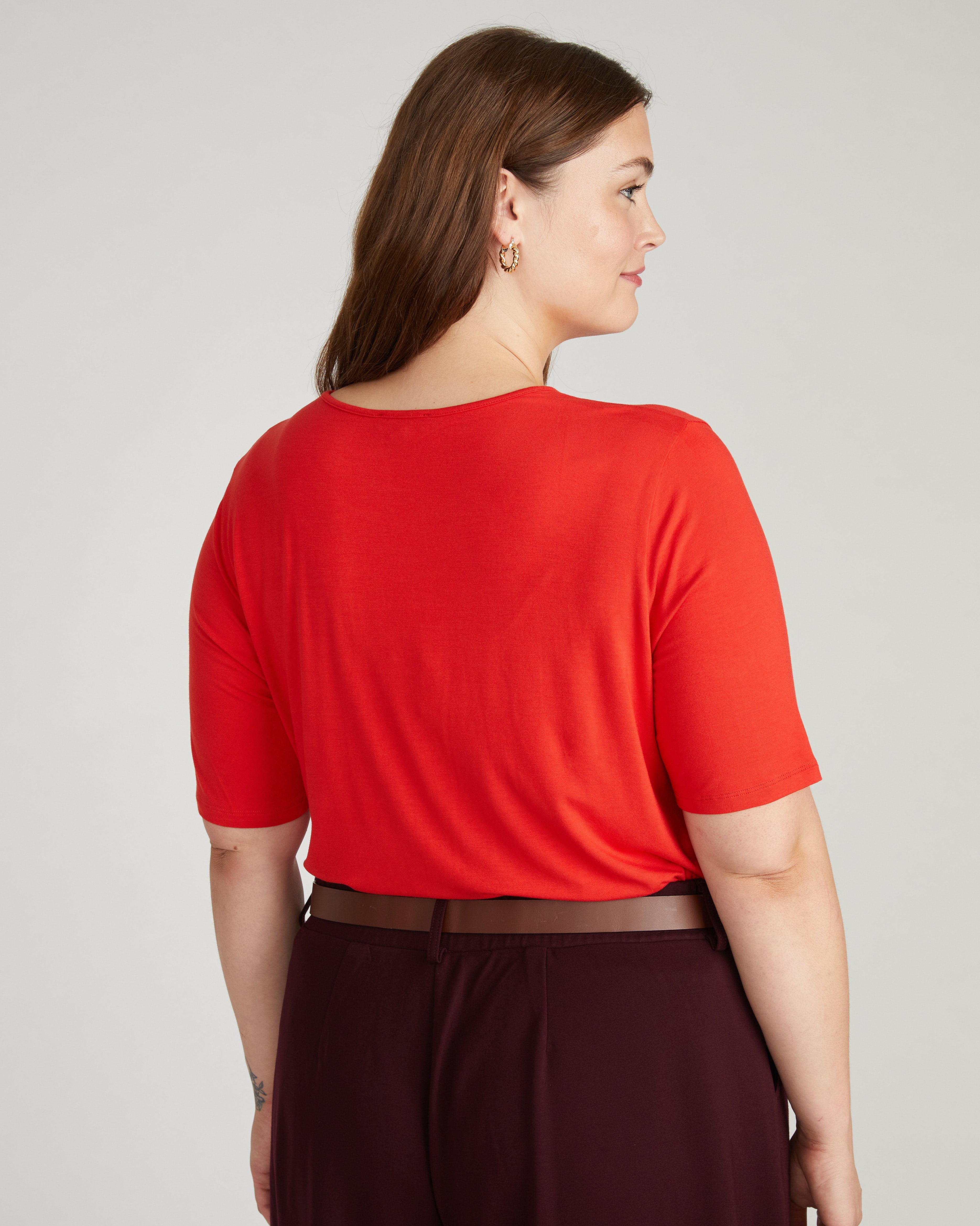 Lily Liquid Jersey Crew Neck Stovepipe Tee - Lipstick