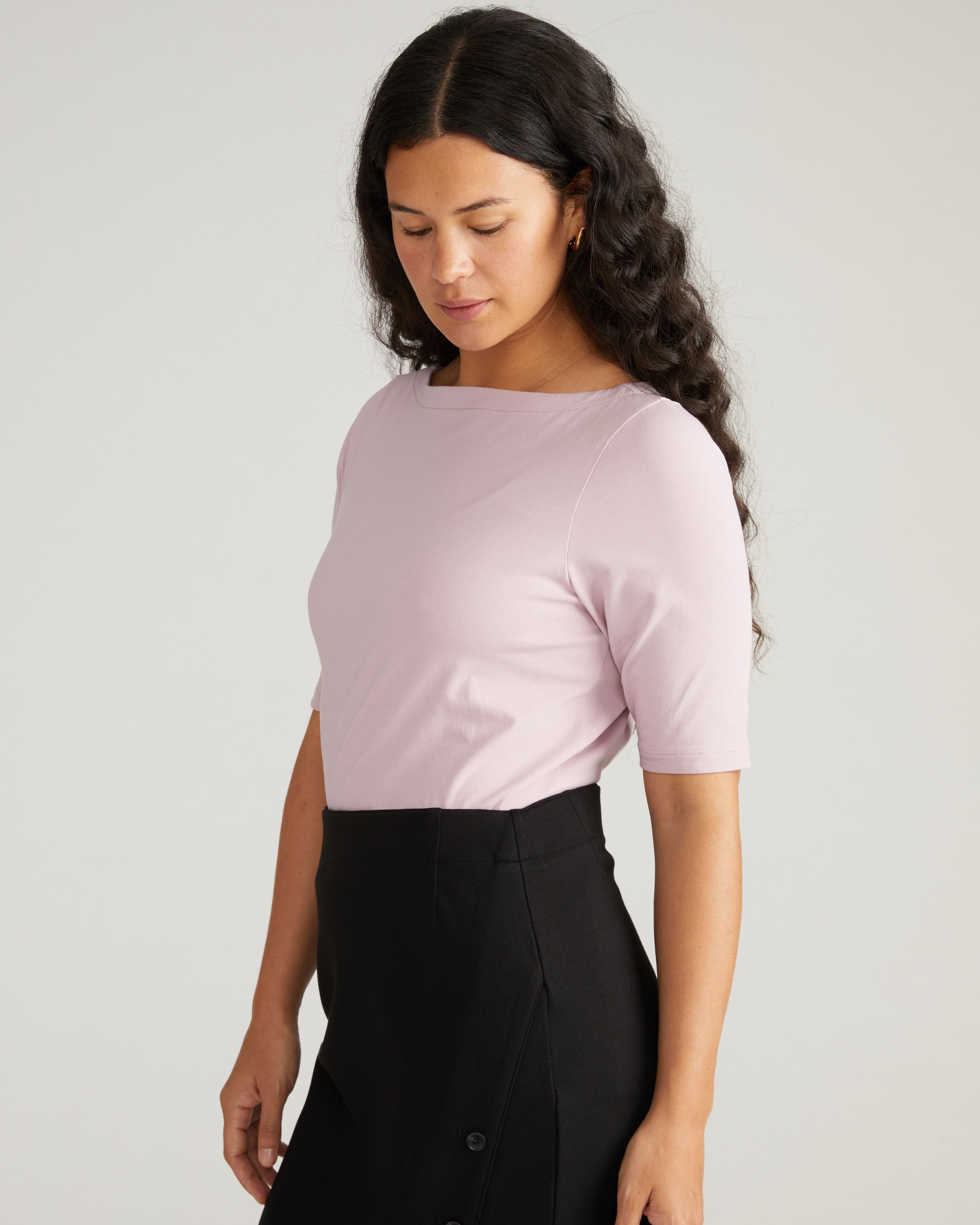 Bella Boatneck Tee - Pale Mauve