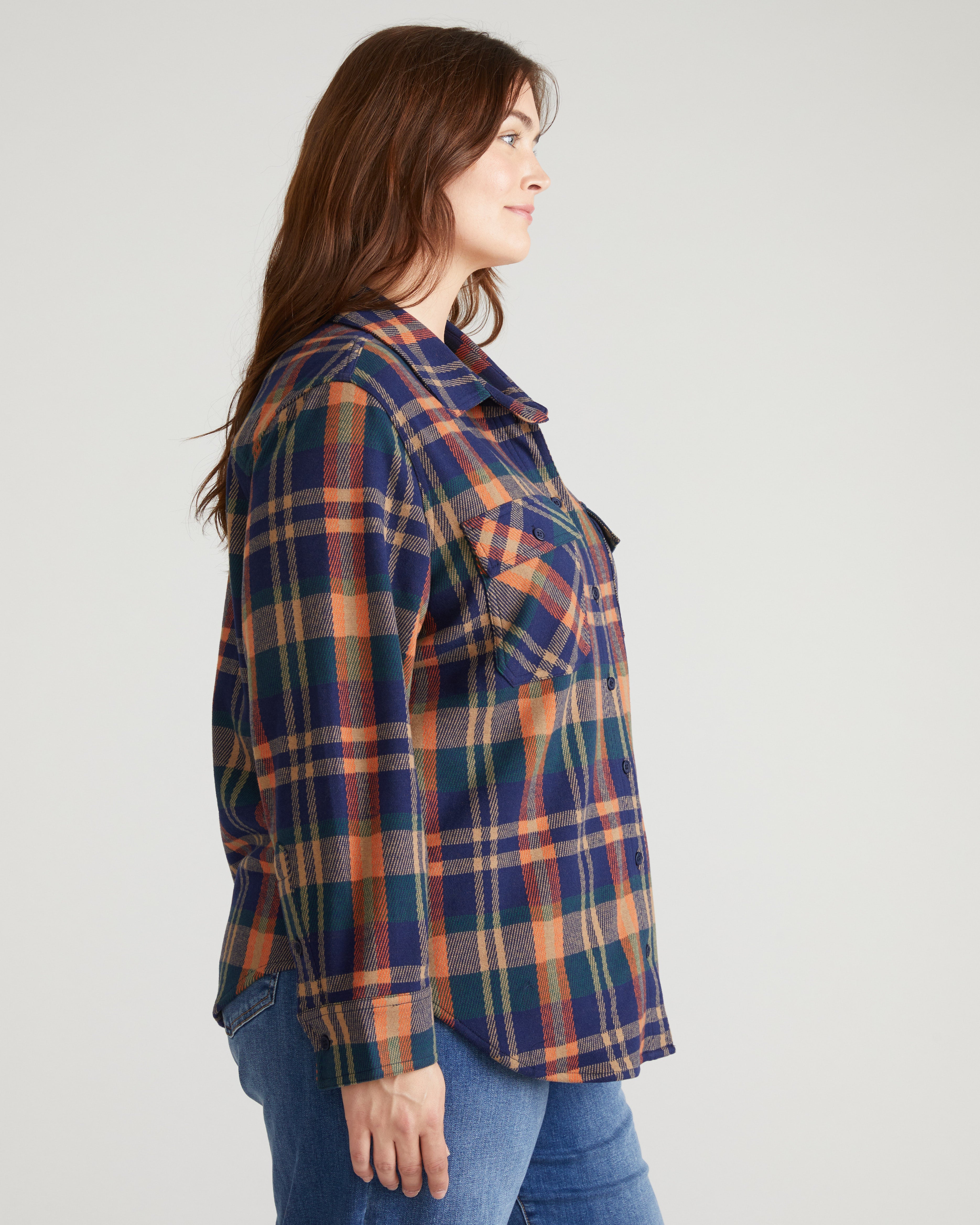 Maine Stretch Flannel Shirt - Autumn Apple Plaid