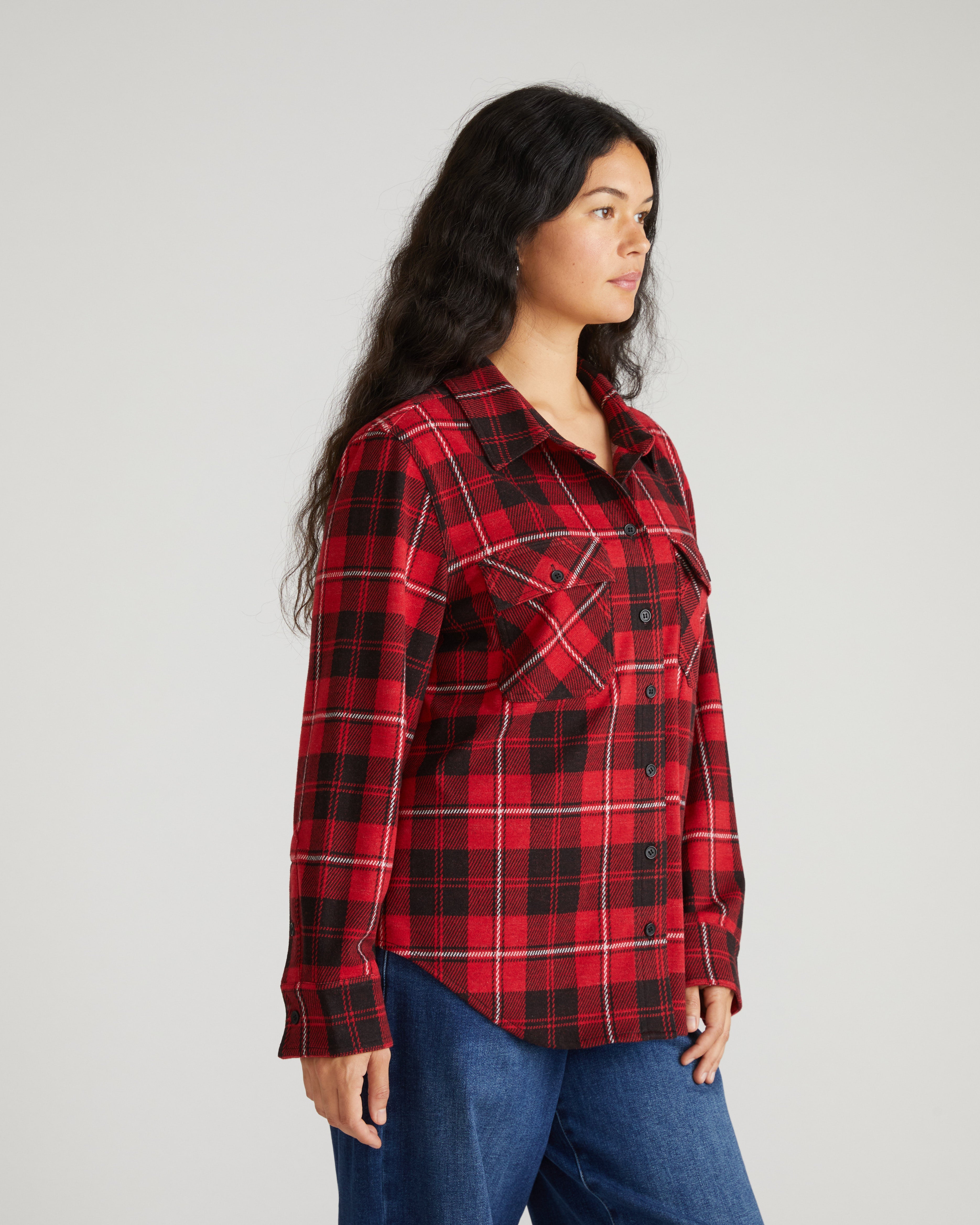 Maine Stretch Flannel Shirt - Ridge Brew Red Plaid
