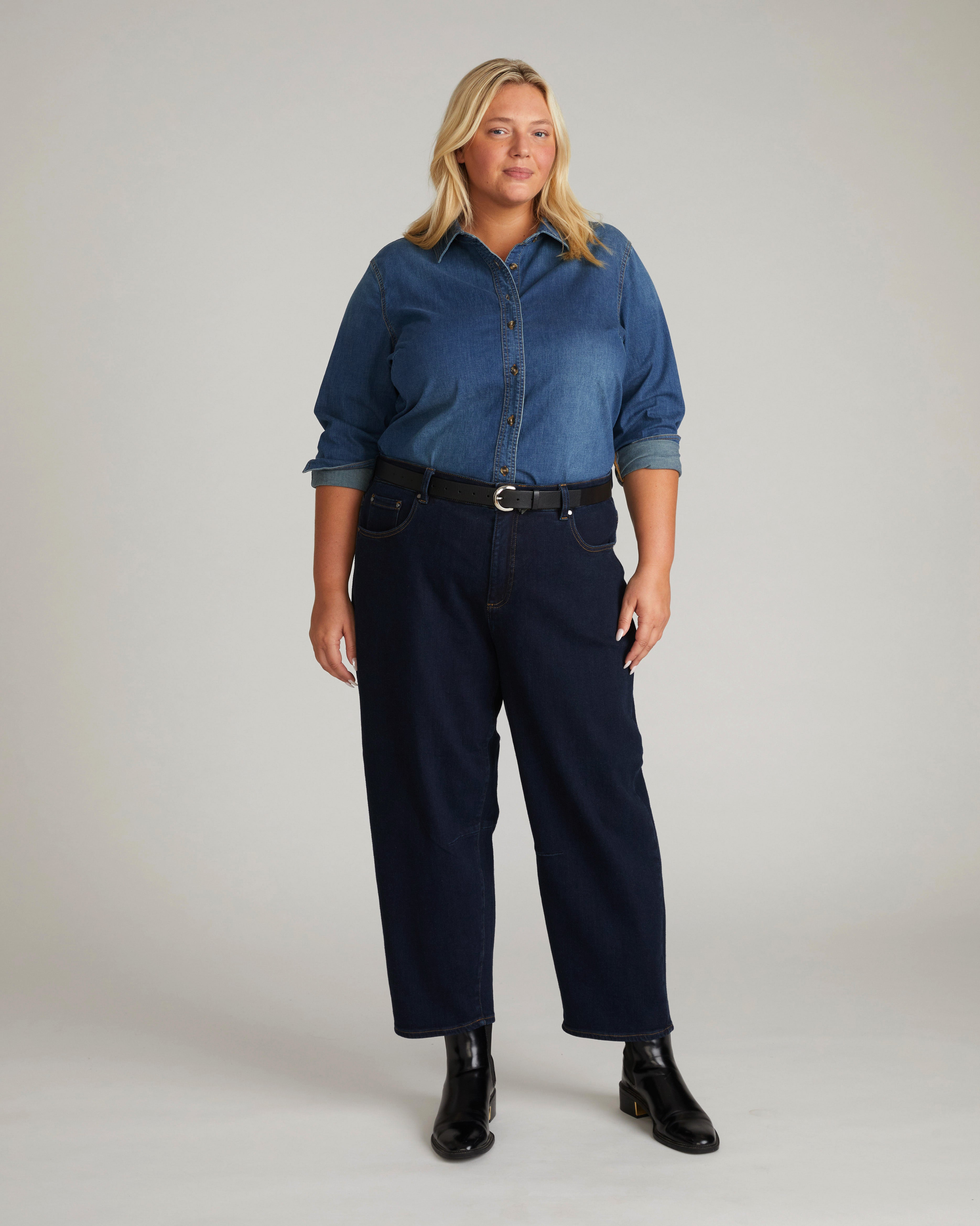 Minimalist Stretch Cotton Chambray Shirt - Union City Blue