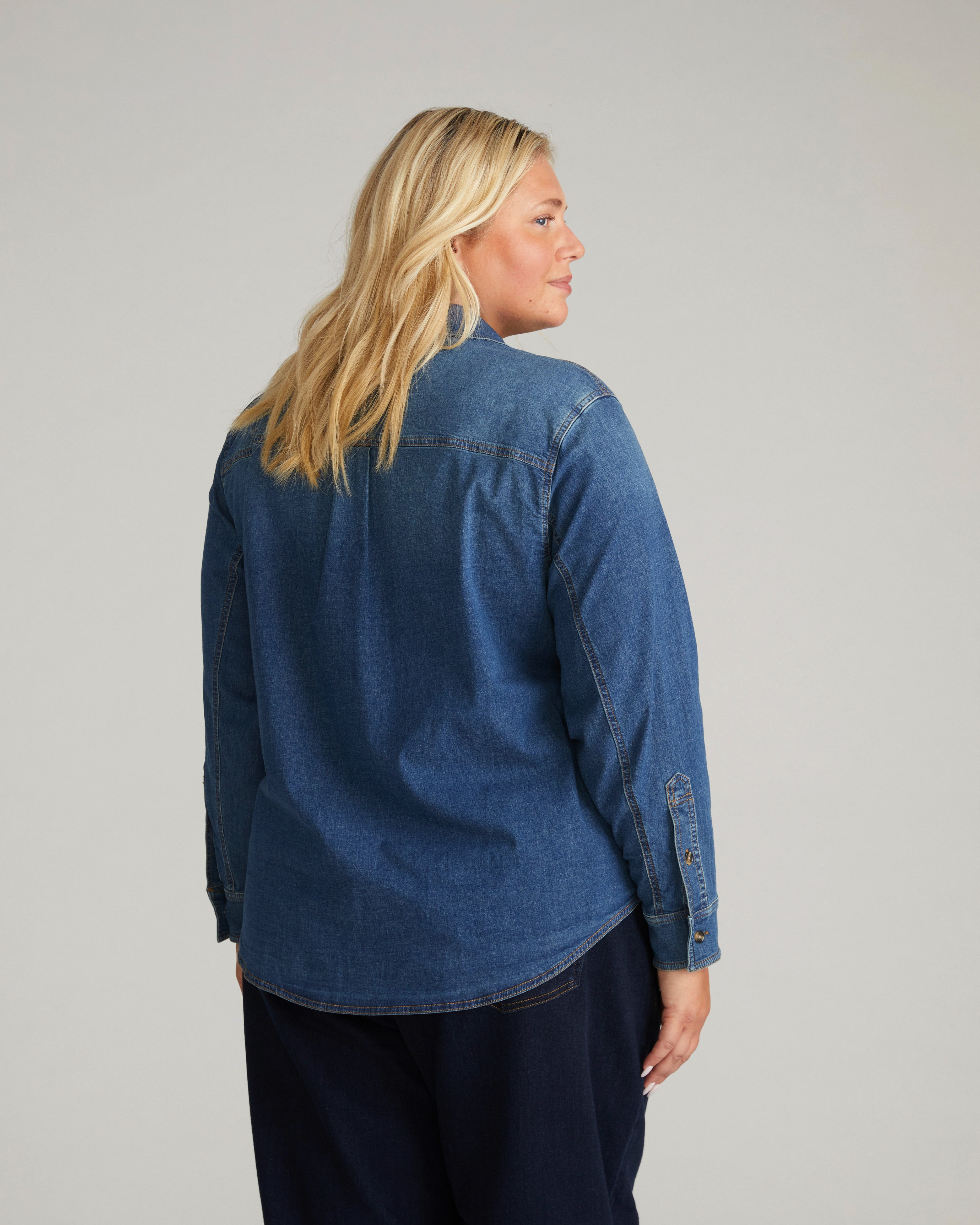 Minimalist Stretch Cotton Chambray Shirt - Union City Blue