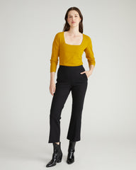 Long Sleeve Square Neck Tee - Mustard