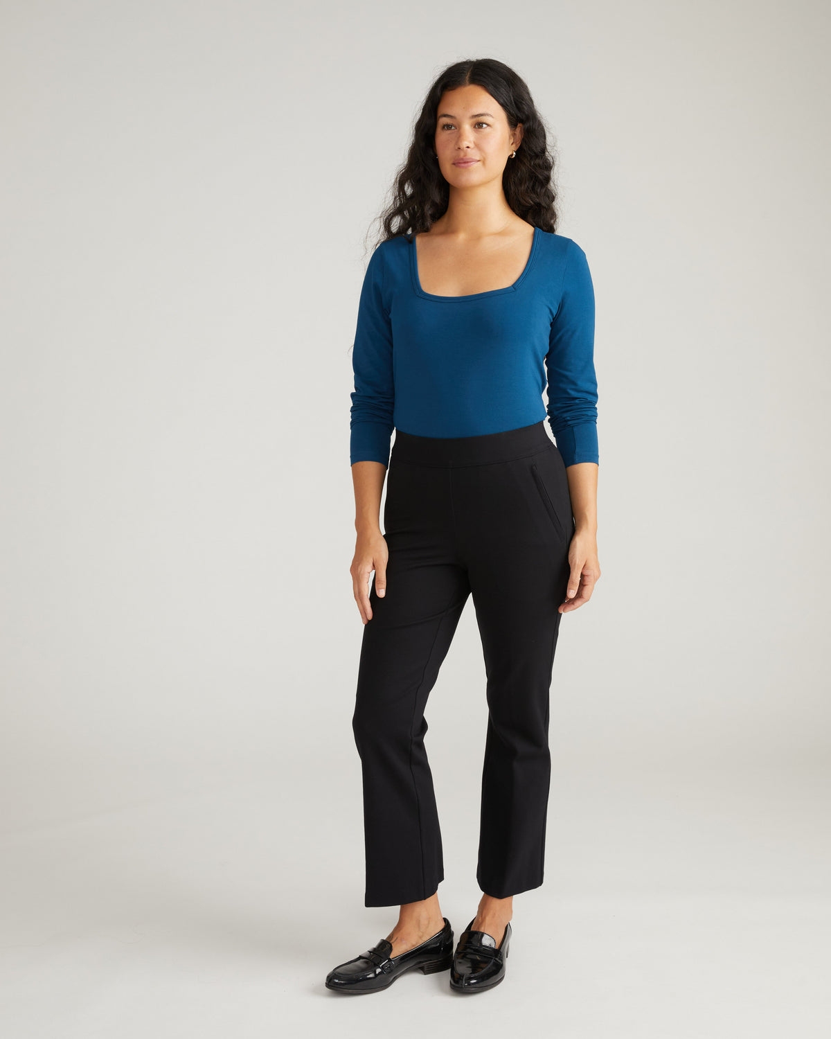 Long Sleeve Square Neck Tee - Deep Teal