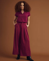 Better-Than-Silk V-Neck Top - Goji Berry