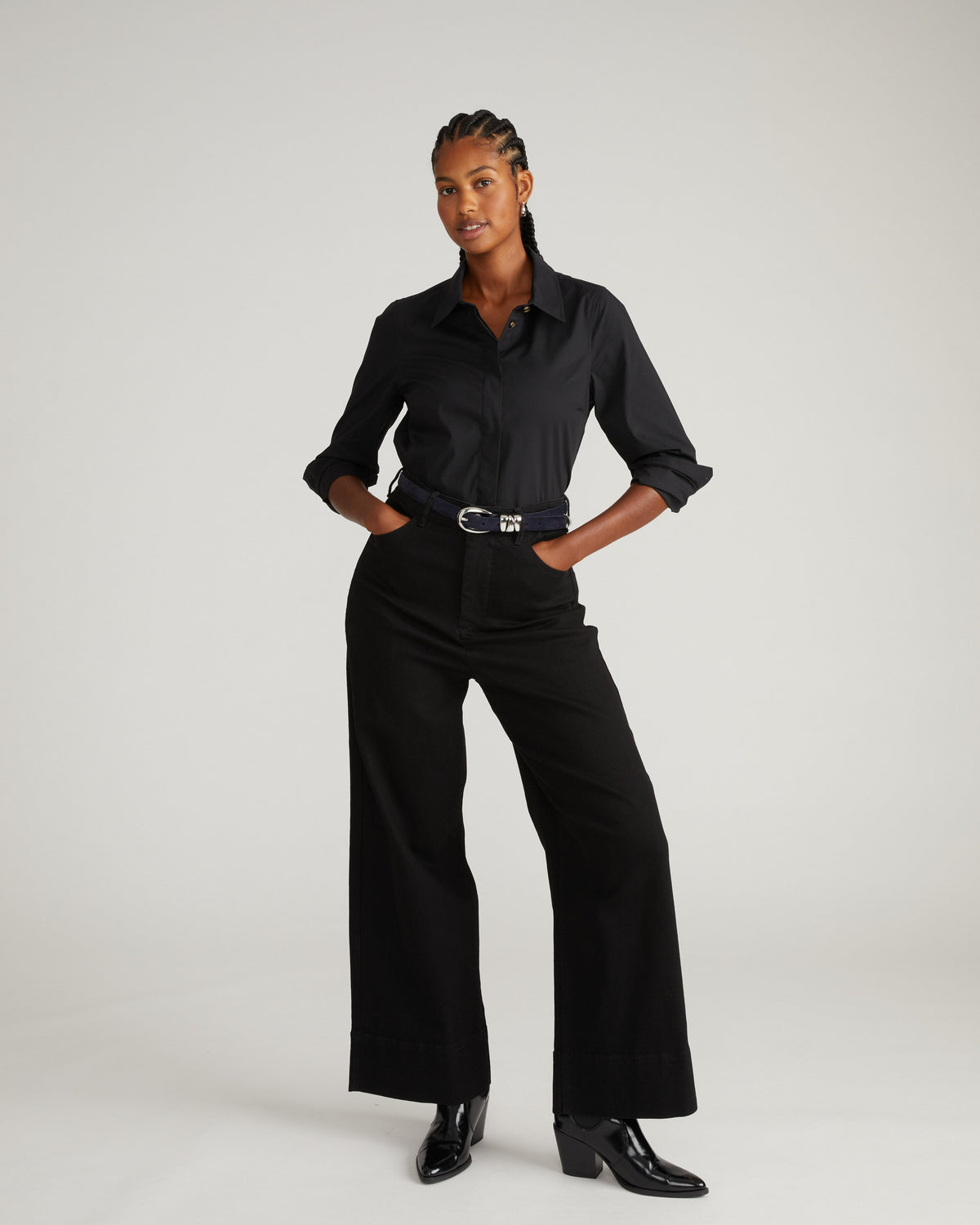 Elbe Stretch Poplin Shirt Classic Fit - Black