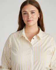 Elbe Stretch Poplin Shirt Classic Fit - Yellow Multi Stripe
