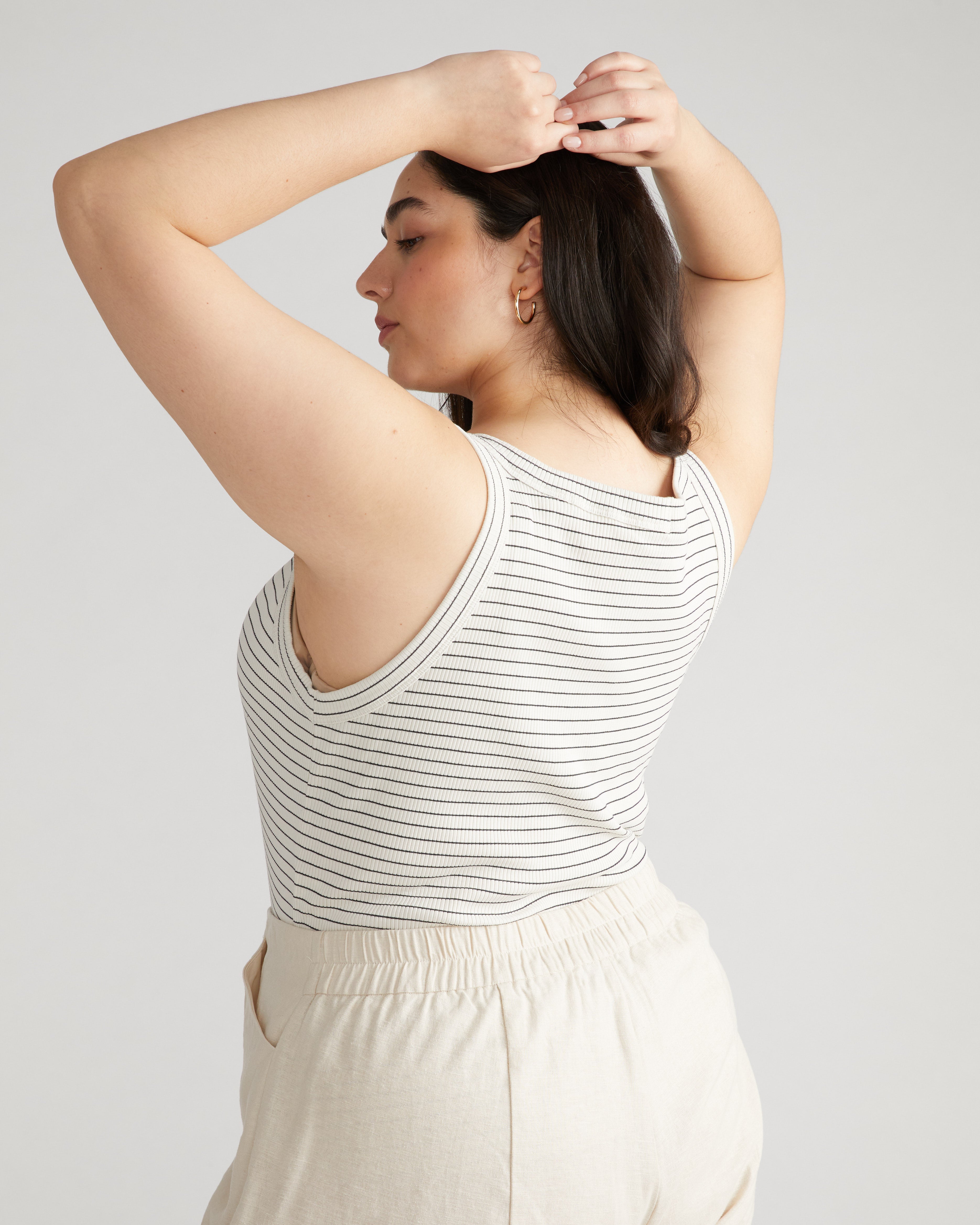 Roitfeld Ribbed Tank - Black Microstripe