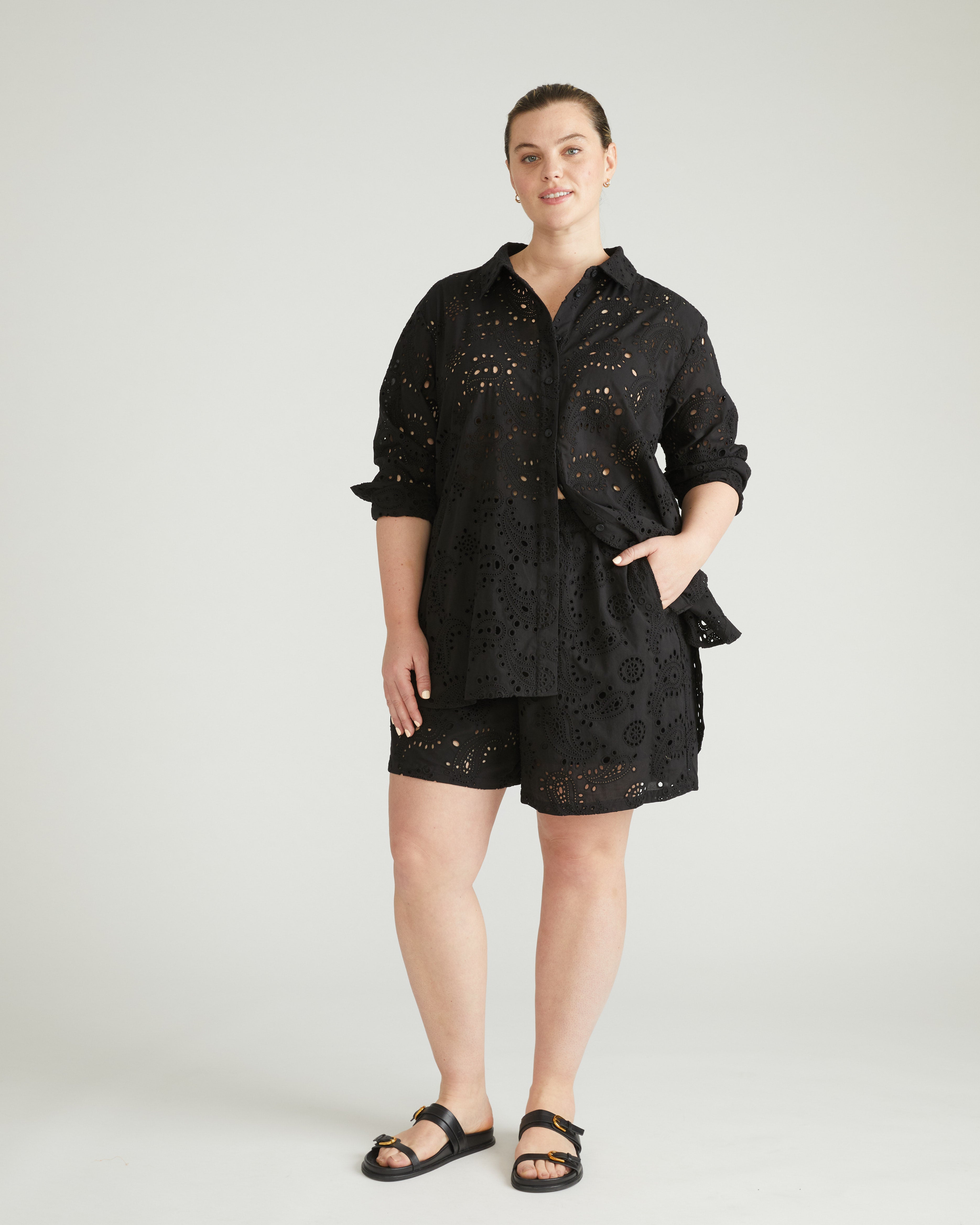 The Artist Cotton Eyelet Shirt - Black