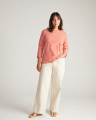 Belle Breton Stripe Jersey Tee - Coral Reef/White Stripe