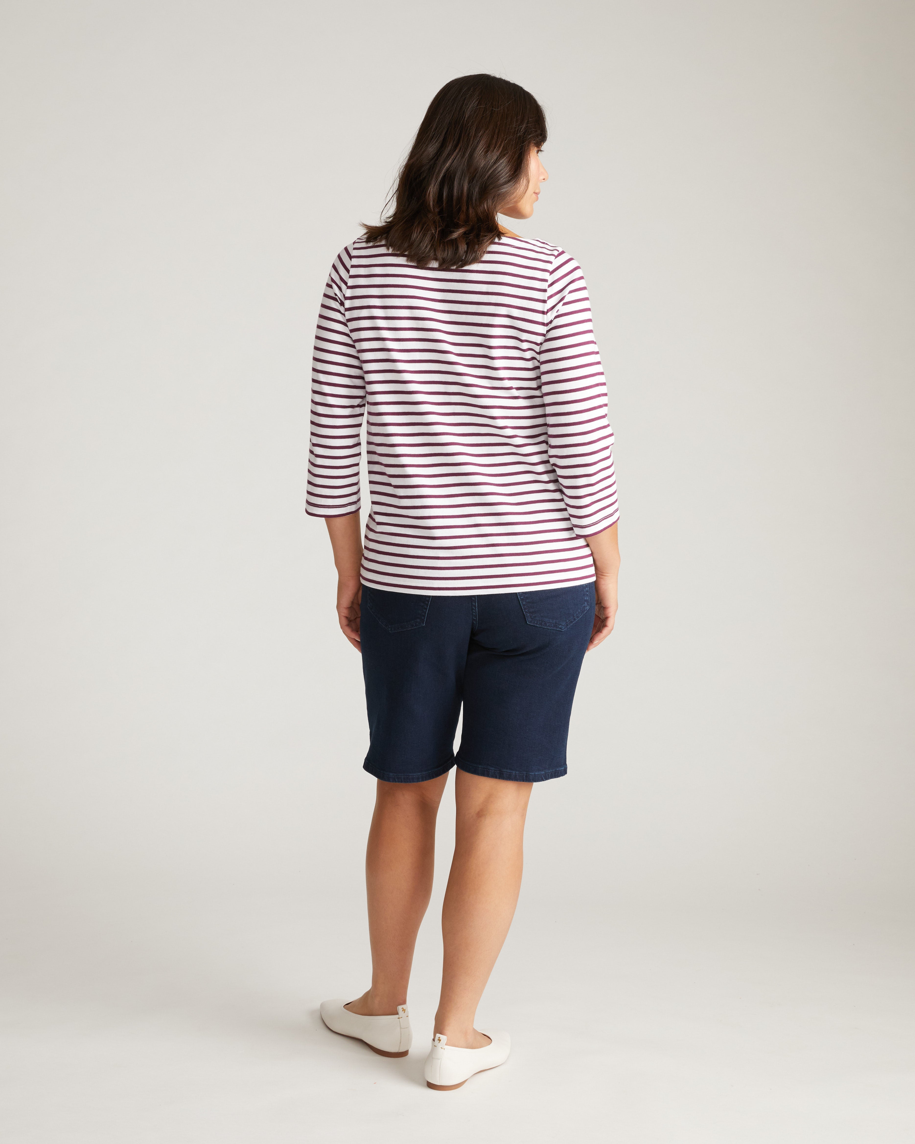 Belle Breton Stripe Jersey Tee - White/Gamay Stripe