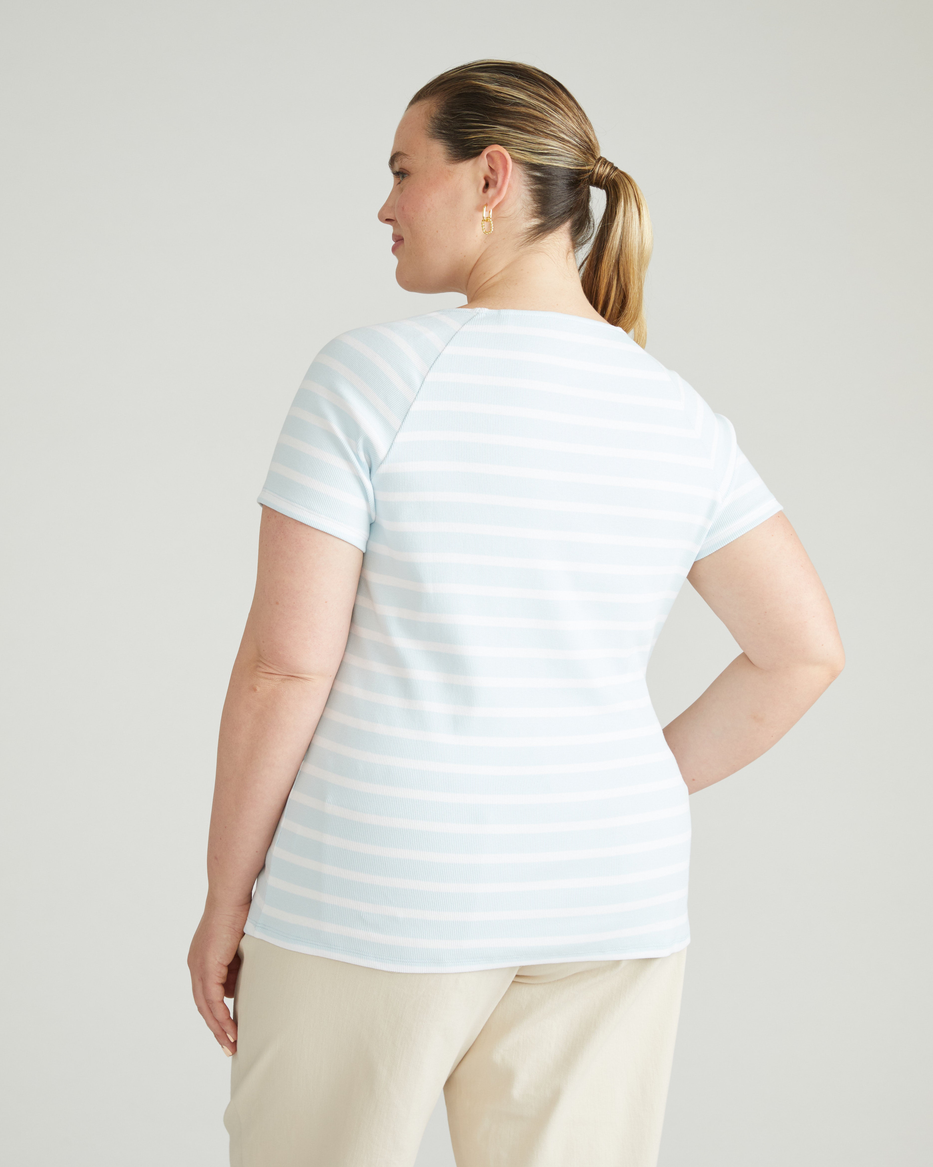 Carey Ribbed Top - Clear Sky/White Stripe