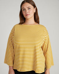Montauk Breton Stripe Bell Sleeve Top - Mustard/Cream Stripe