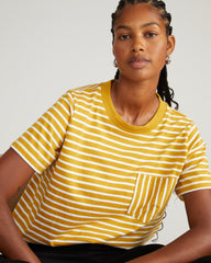 Breton Stripe Garcon Tee - Yellow Ochre/Cream Stripe
