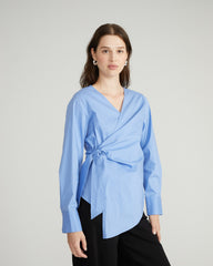 Beacon Stretch Poplin Wrap Shirt - Soft Blue