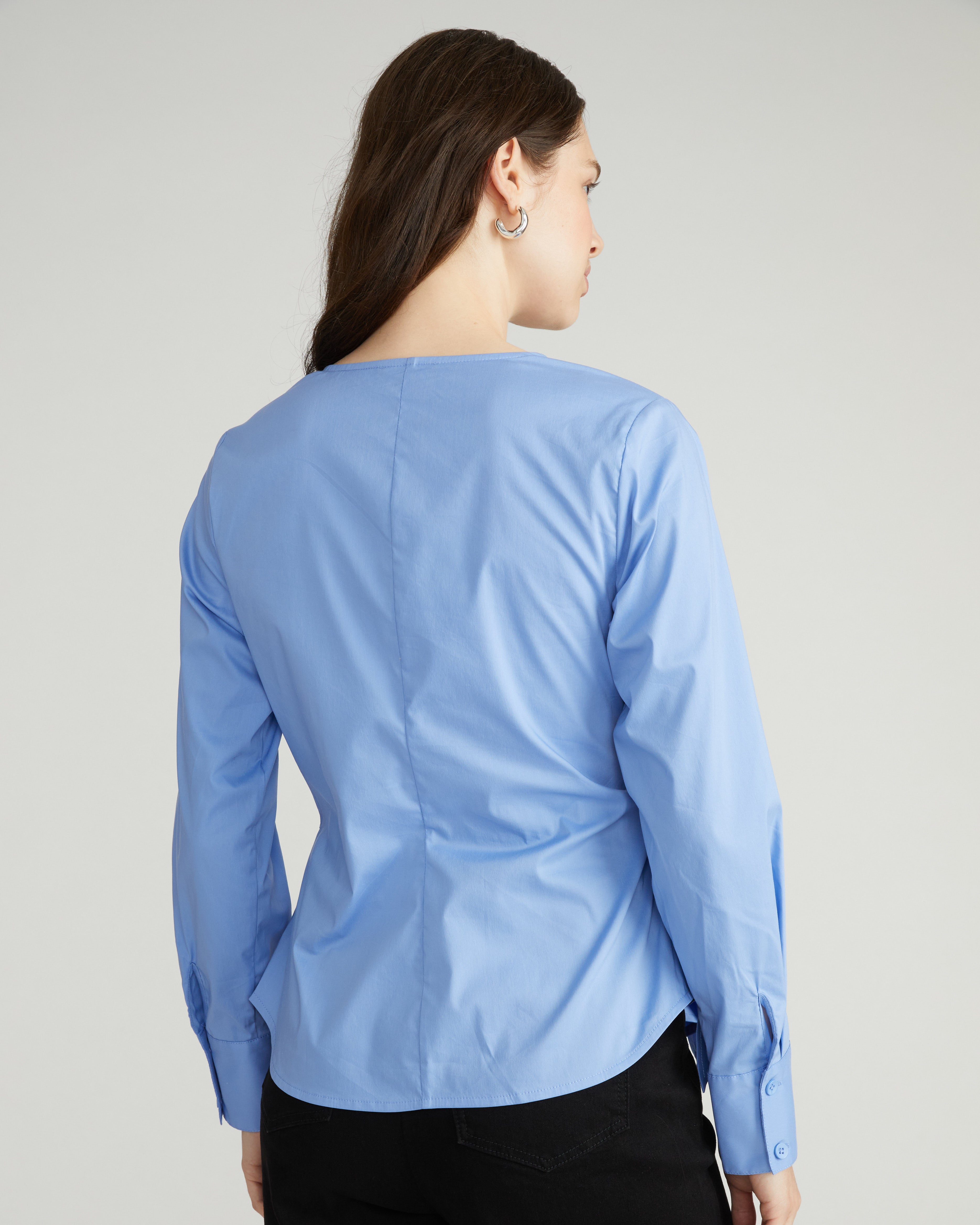 Beacon Stretch Poplin Wrap Shirt - Soft Blue